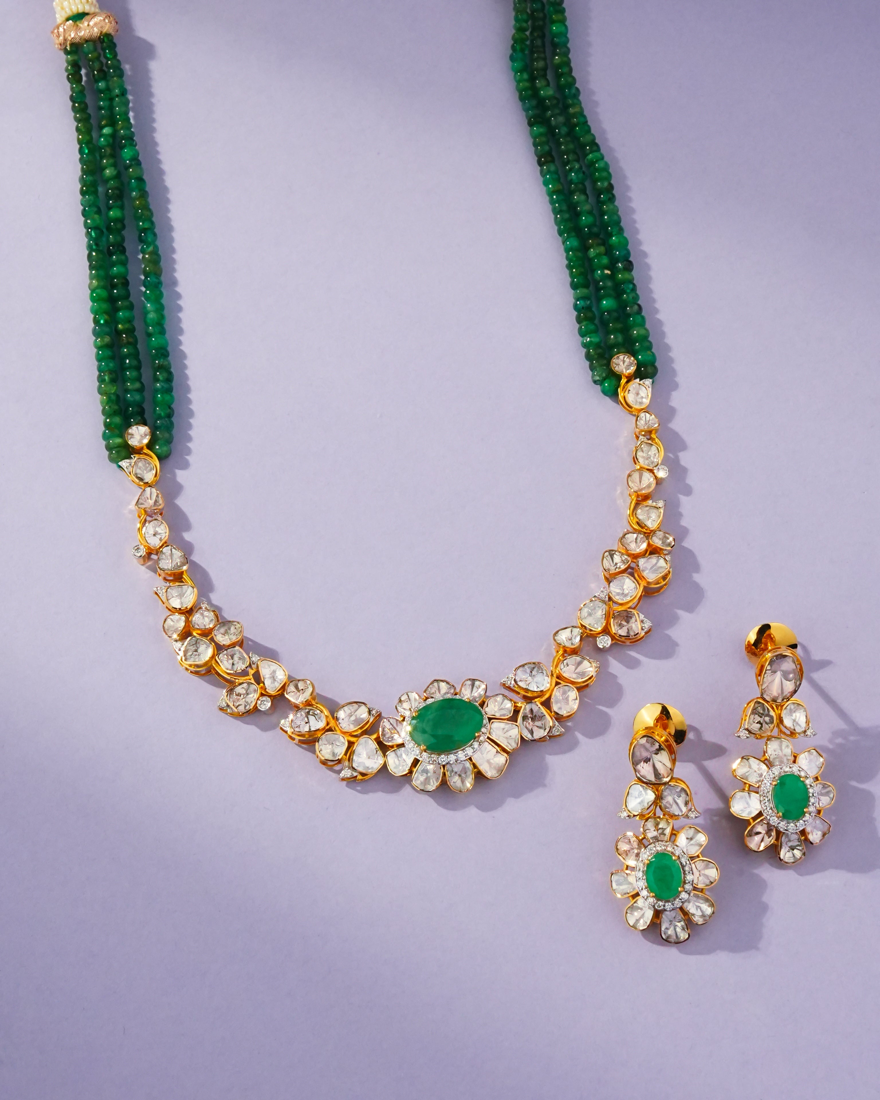 Bella Polki And Diamond Long Earrings