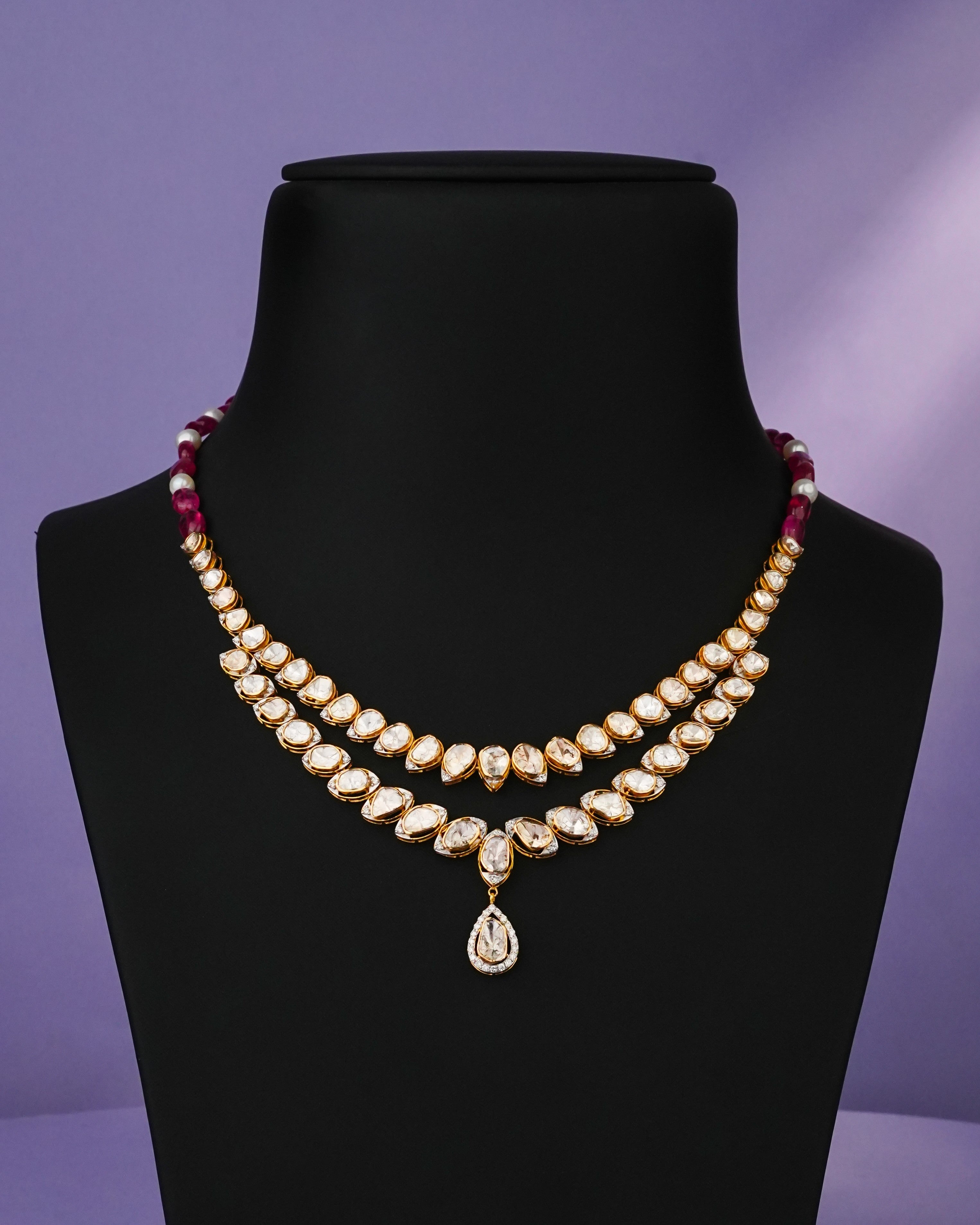 Firoza Polki And Diamond Necklace