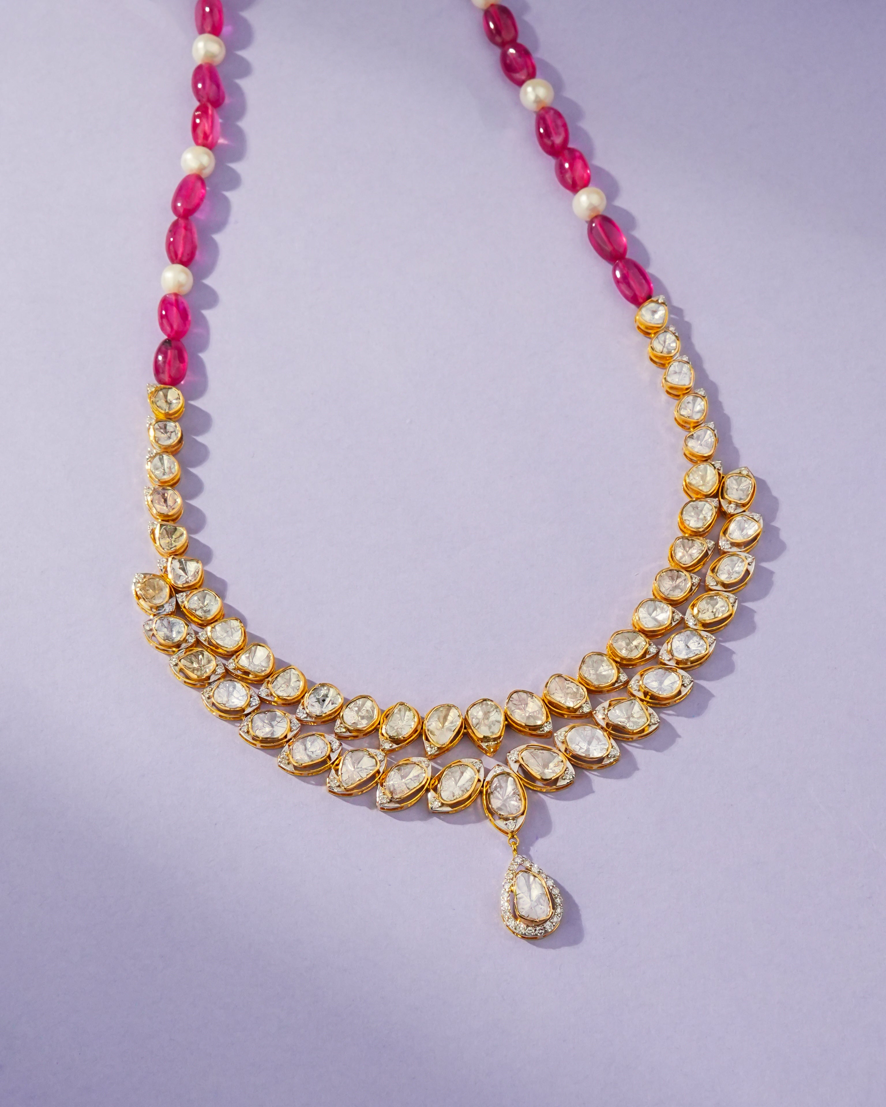 Firoza Polki And Diamond Necklace