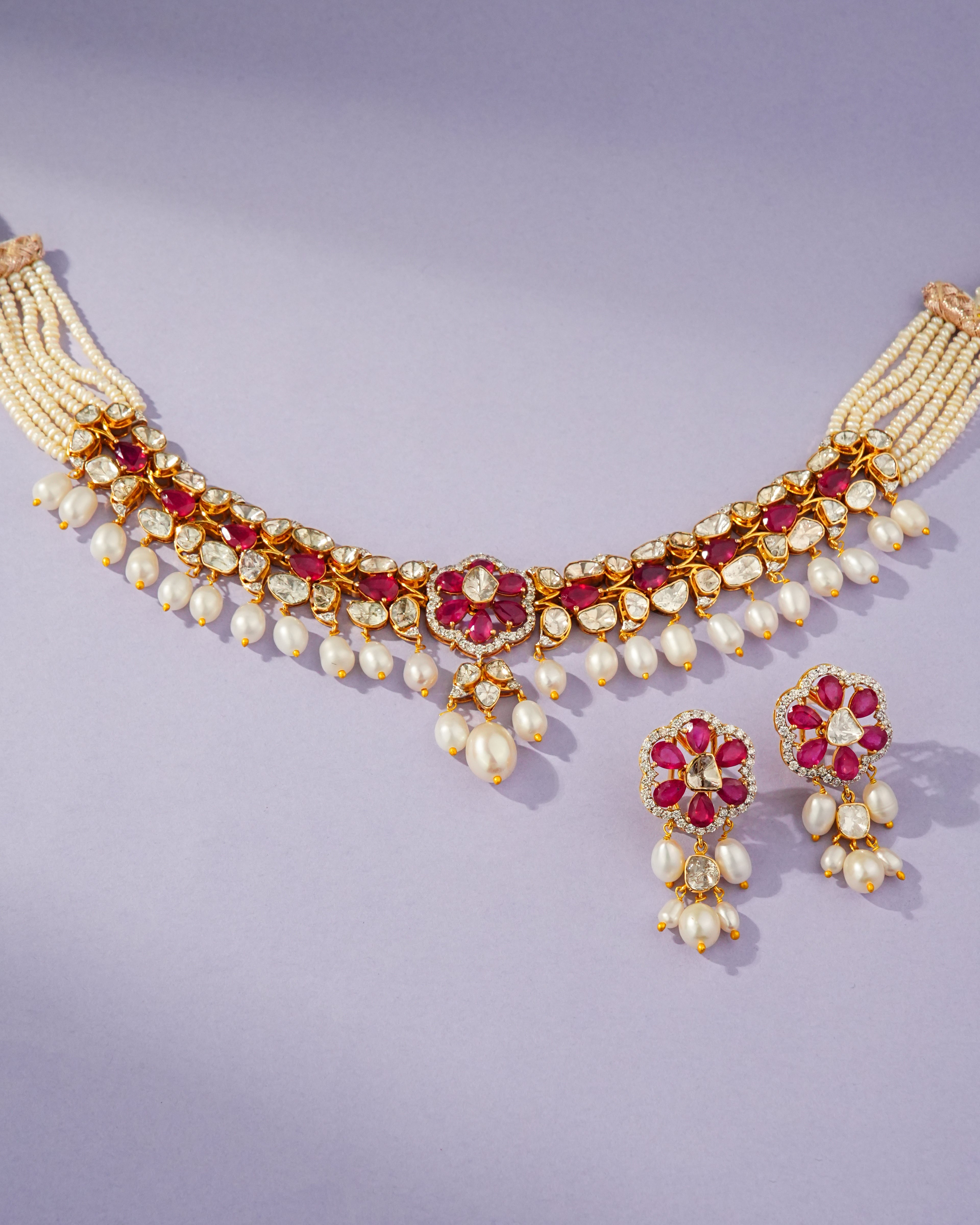 Noelle Polki And Diamond Long Earrings