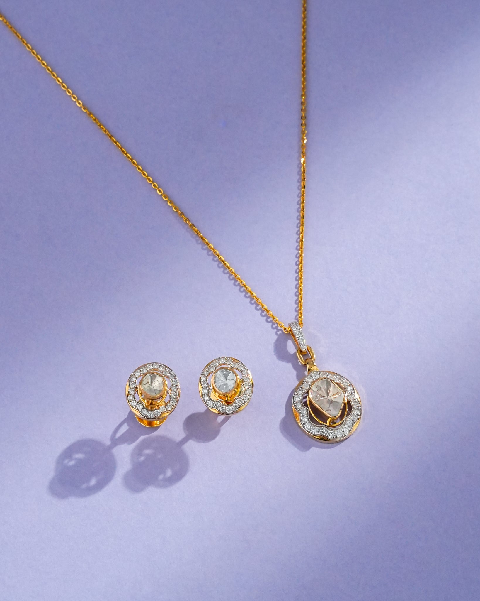 Rutika Polki And Diamond Hoops