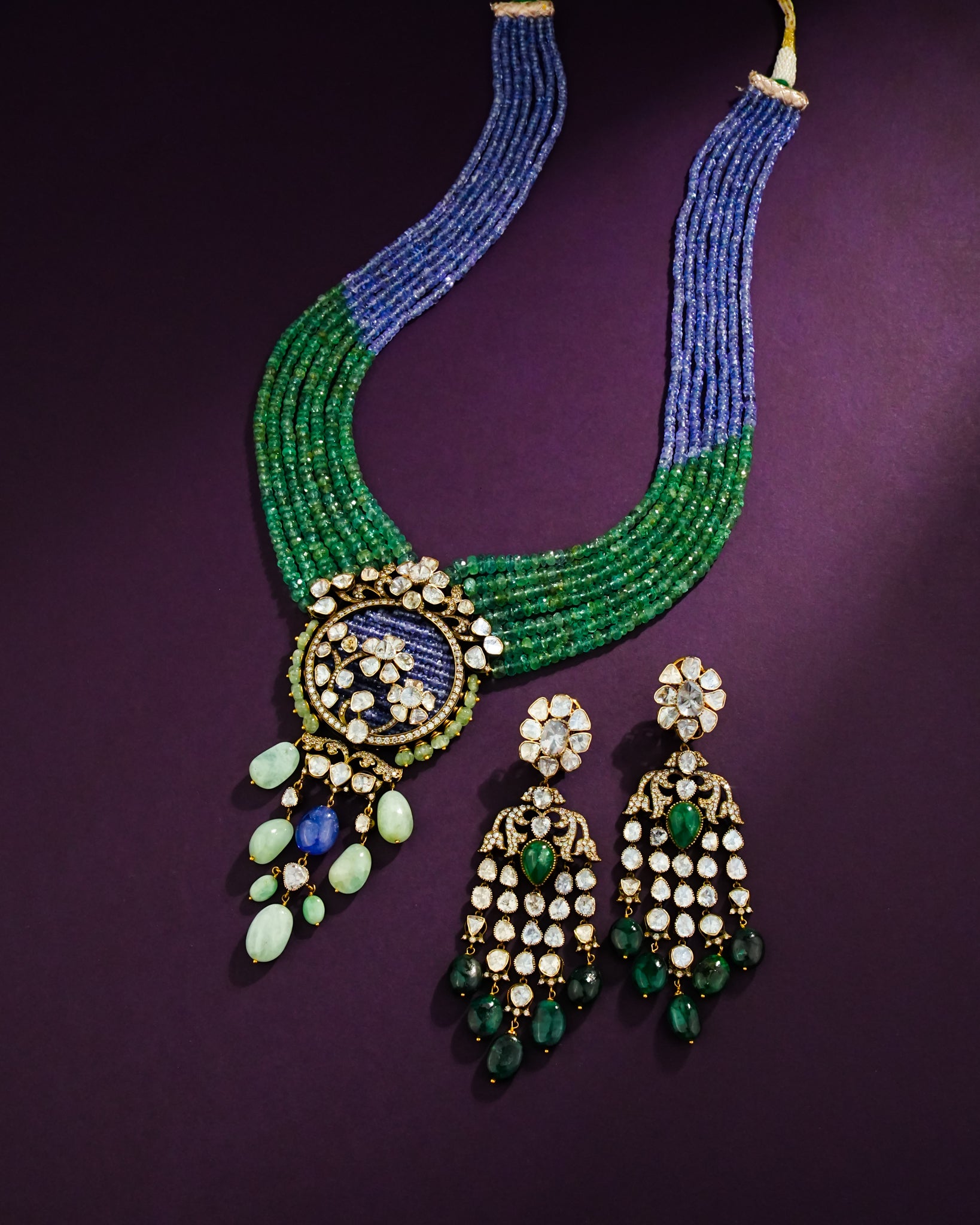 Urvita Polki And Diamond Long Earrings