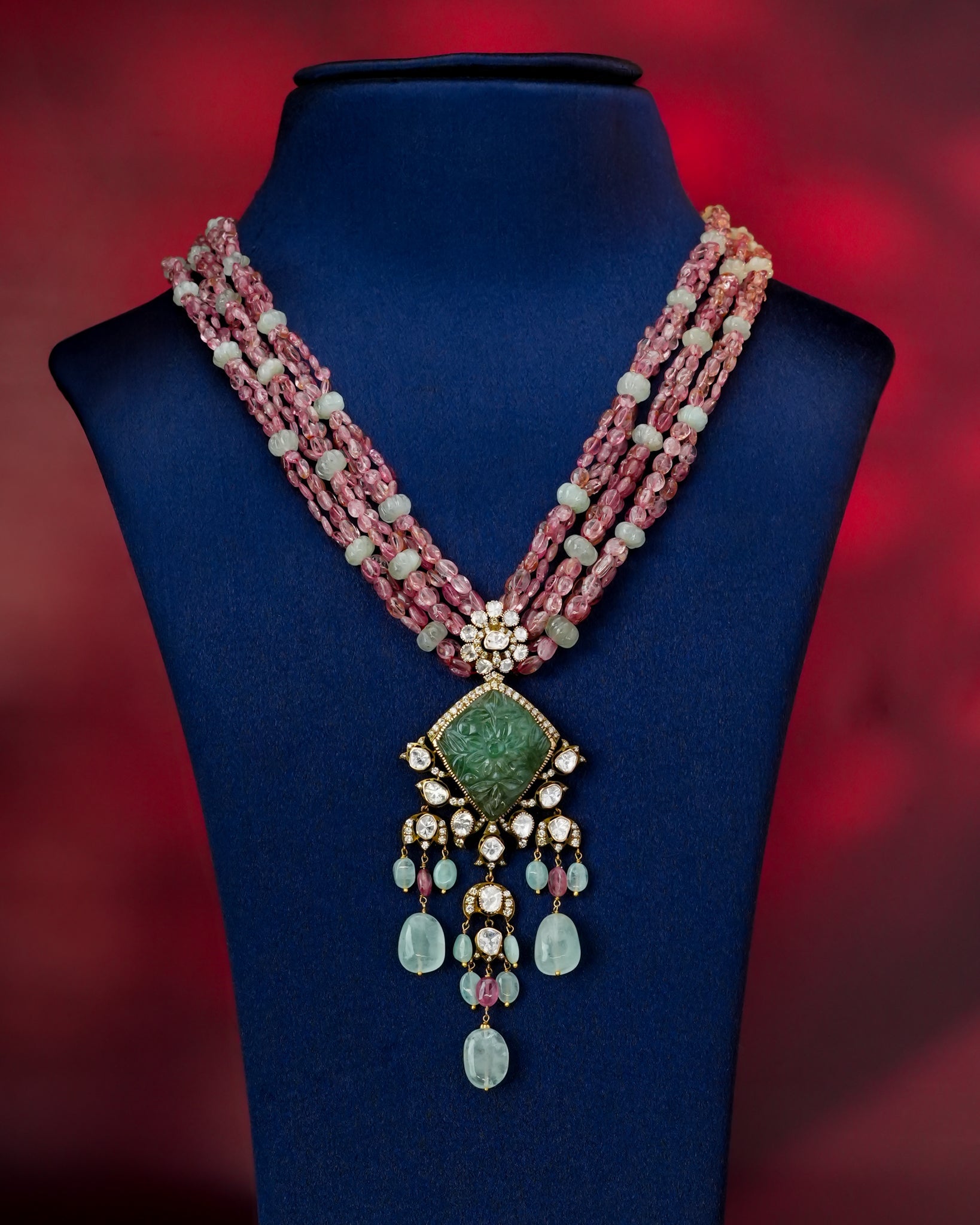 Lavanya Polki And Diamond Bead Pendant