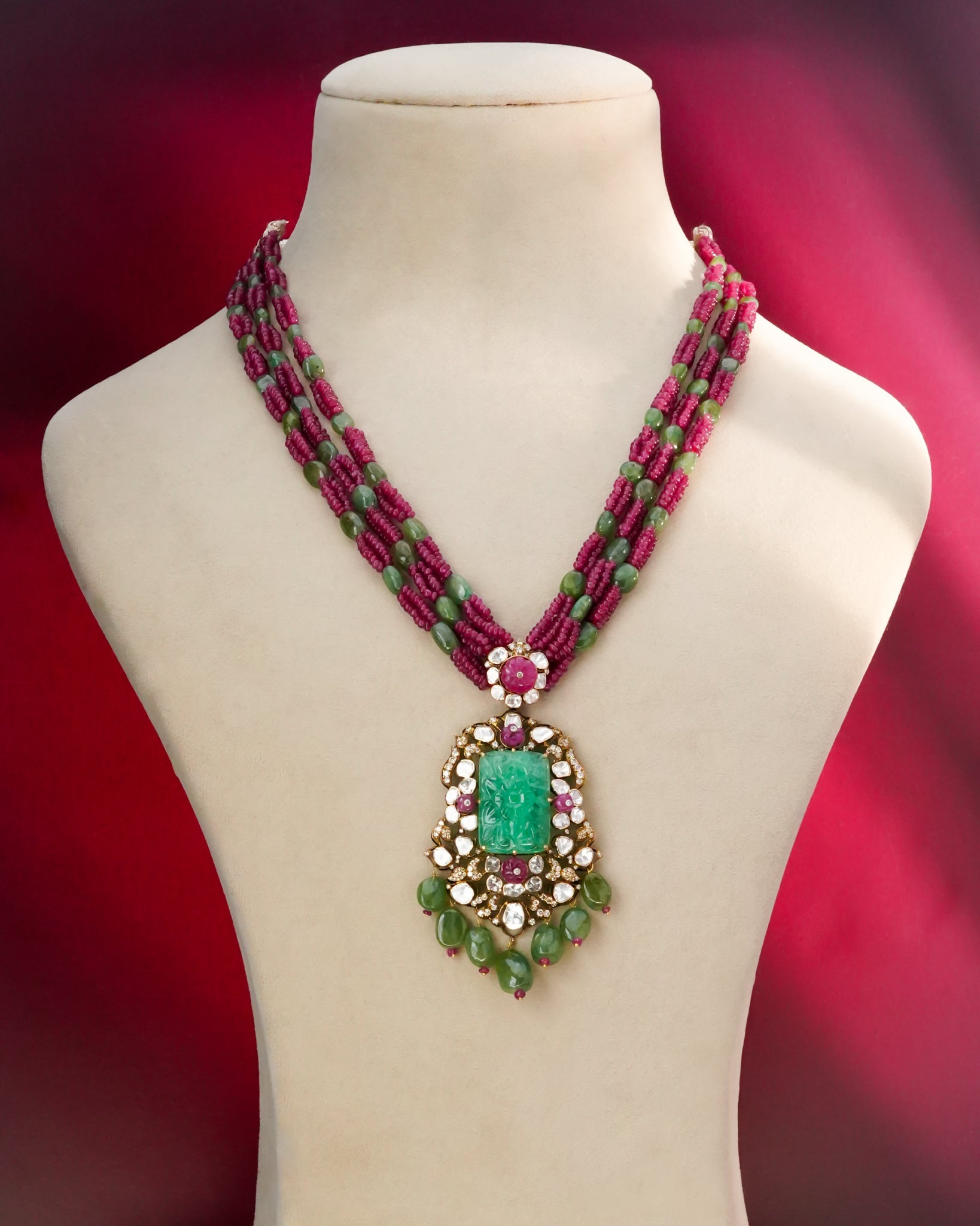 Zeba Polki And Diamond Bead Pendant