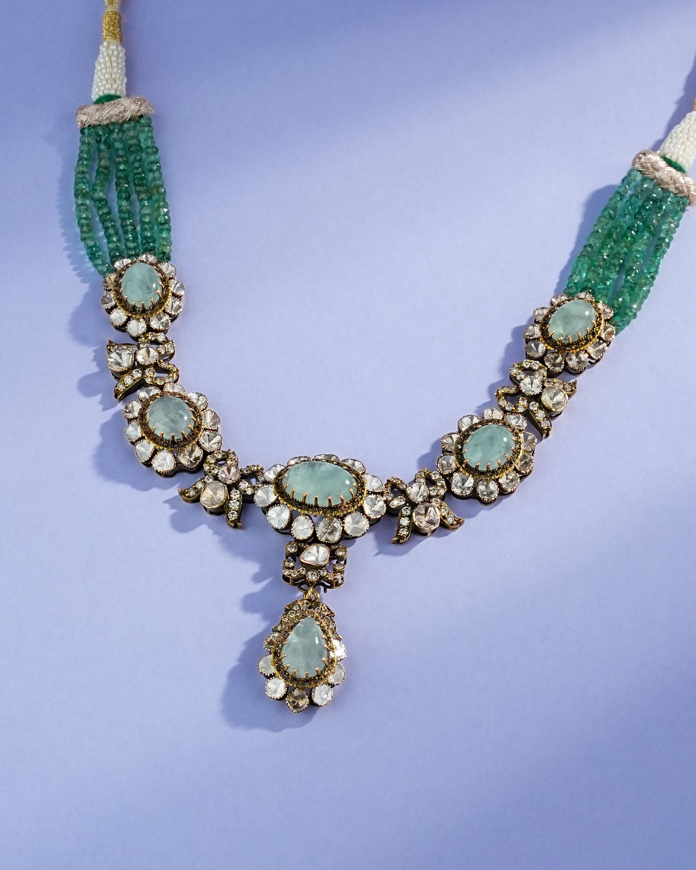 Tia Polki And Diamond Bead Pendant