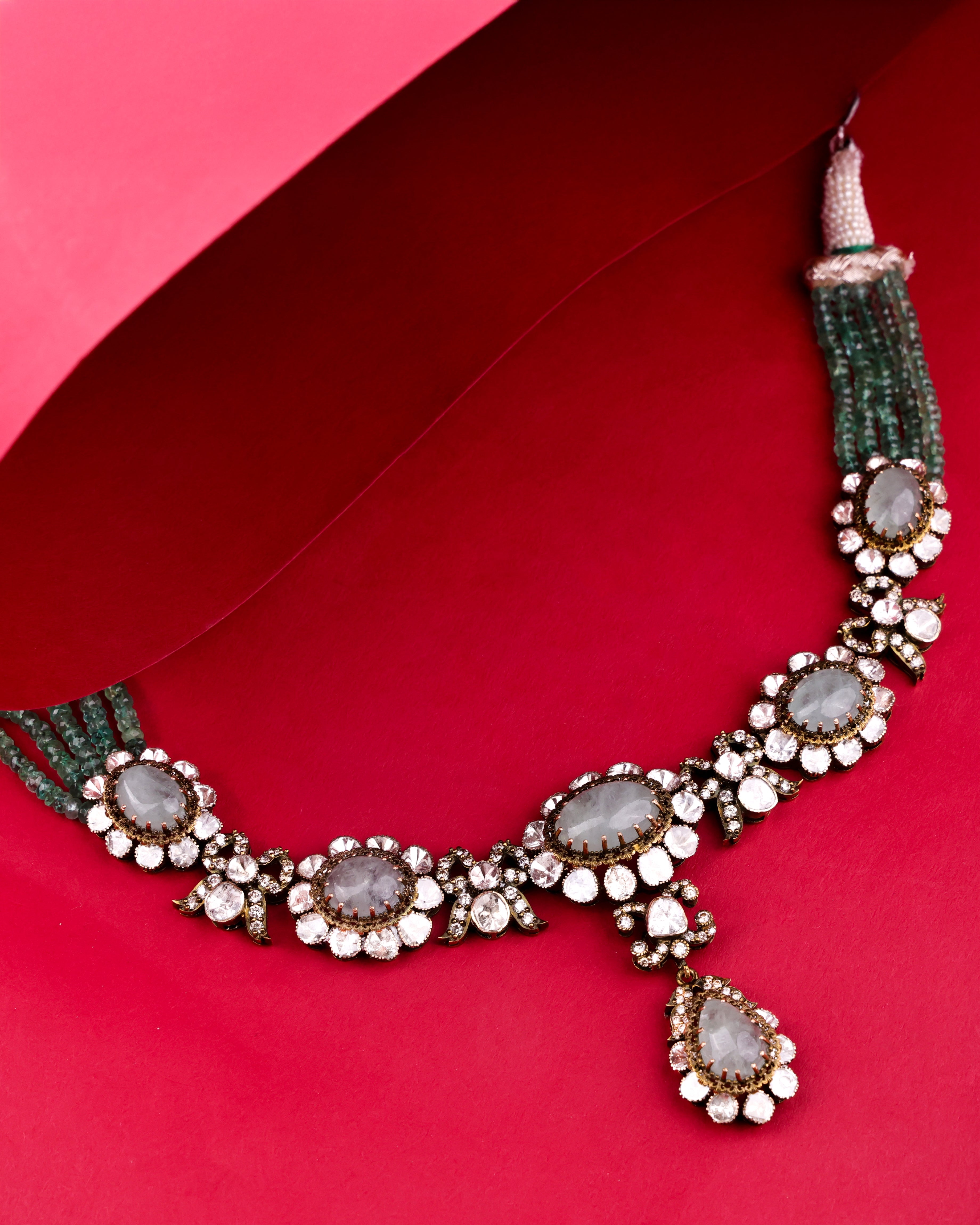 Tia Polki And Diamond Bead Pendant