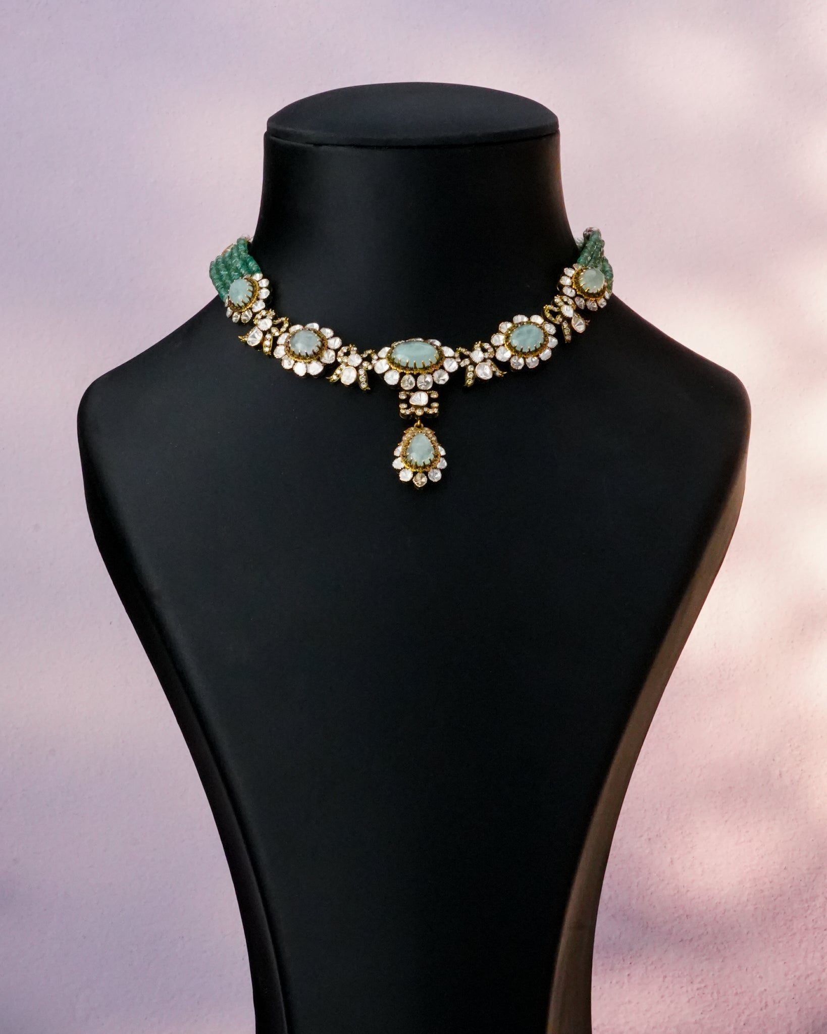 Humaira Polki And Diamond Bead Pendant