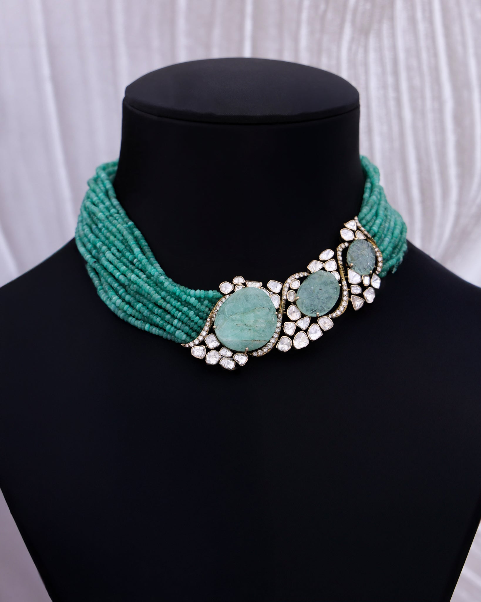 Veronica Polki And Diamond Bead Choker