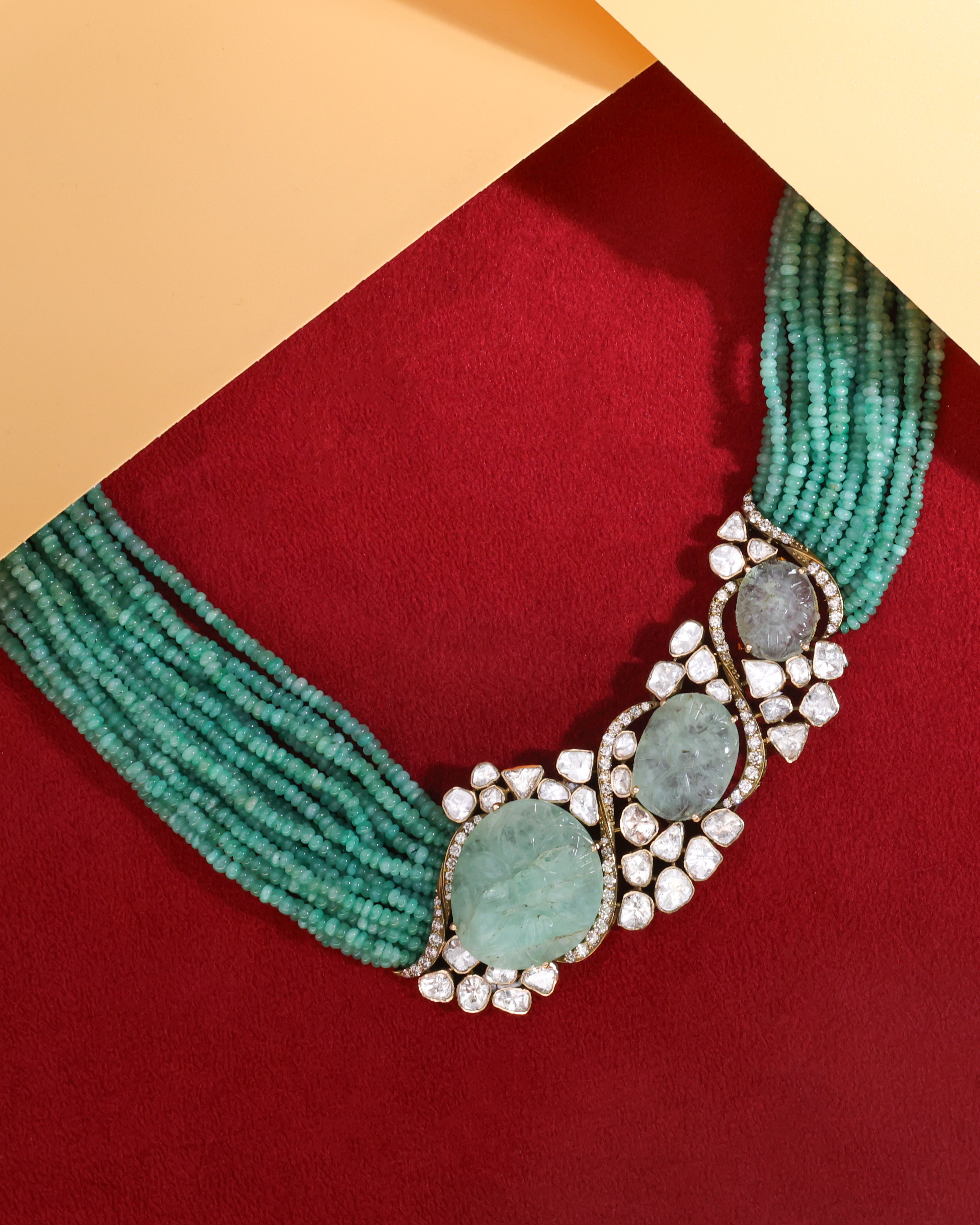 Veronica Polki And Diamond Bead Choker