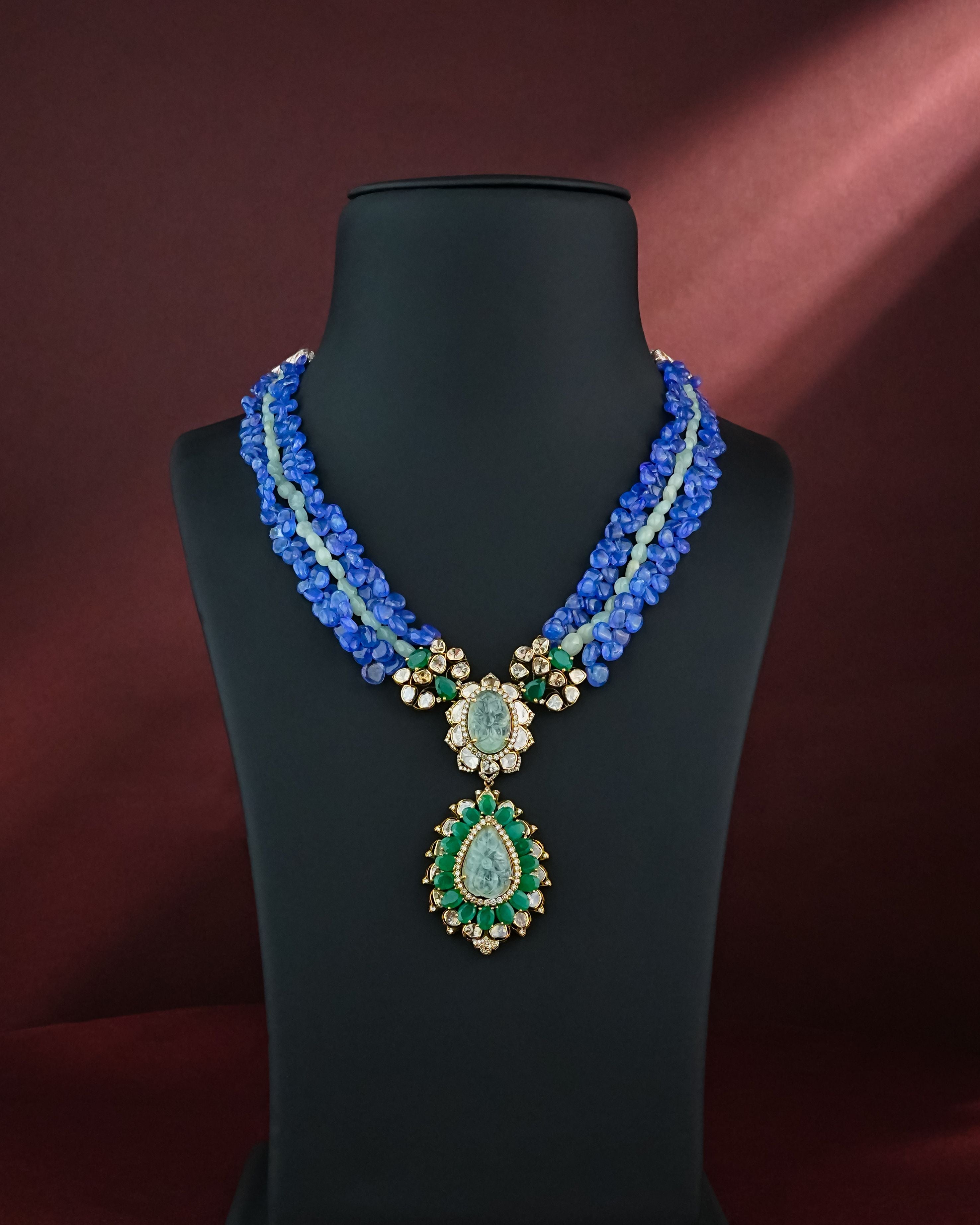 Ester Polki And Diamond Bead Pendent