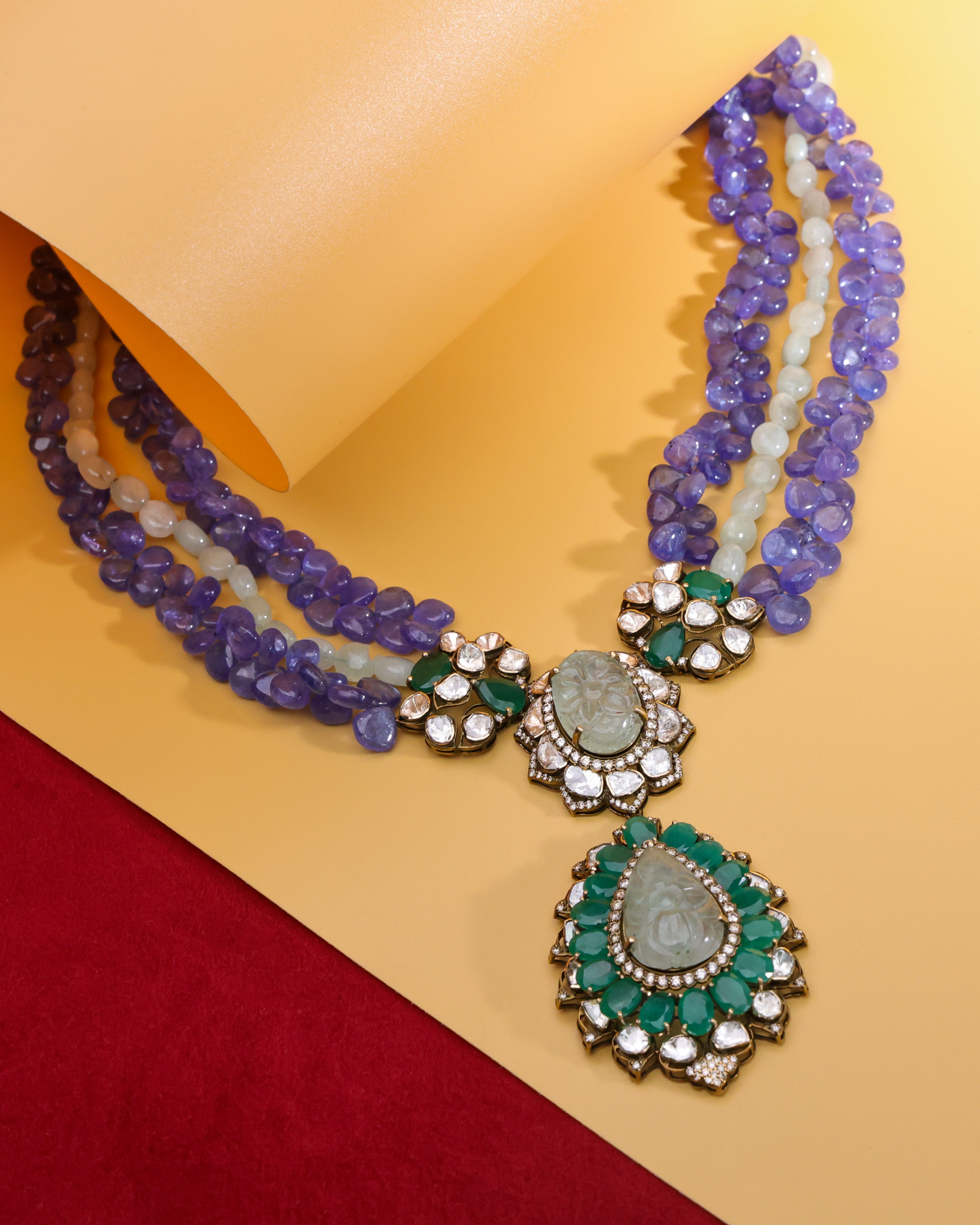 Ester Polki And Diamond Bead Pendent