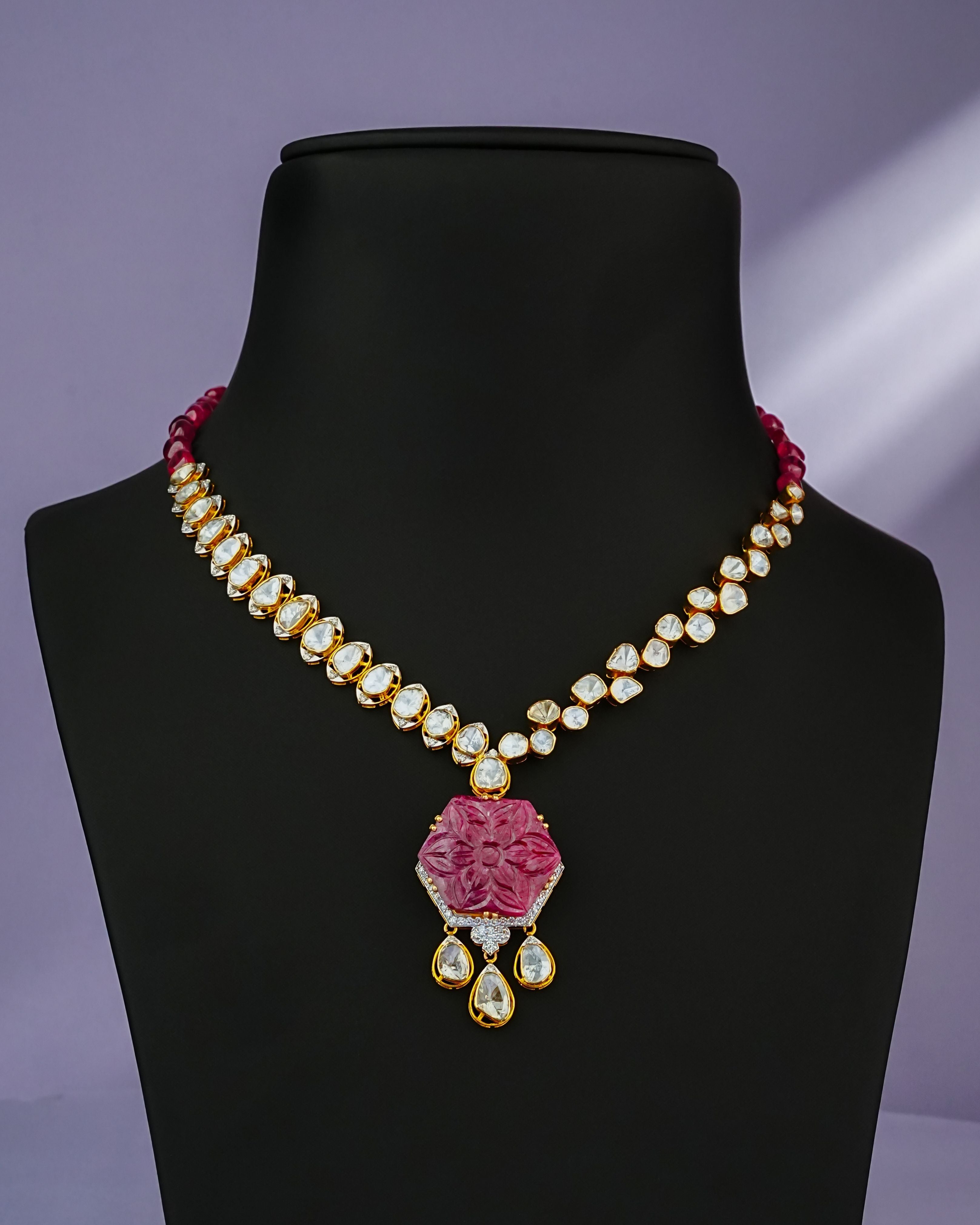 Fariyah Polki And Diamond Necklace