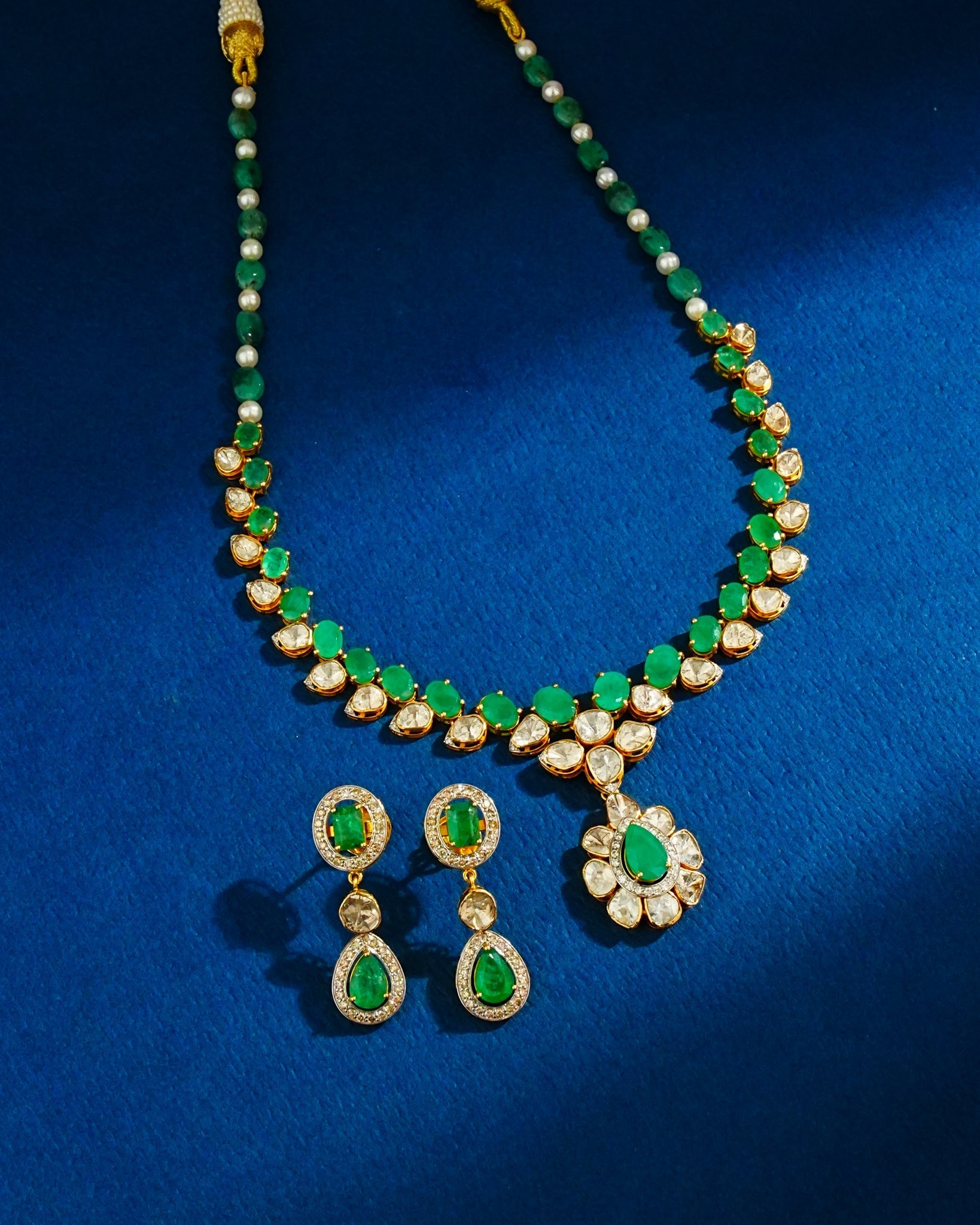 Varsha Polki And Diamond Long Earrings