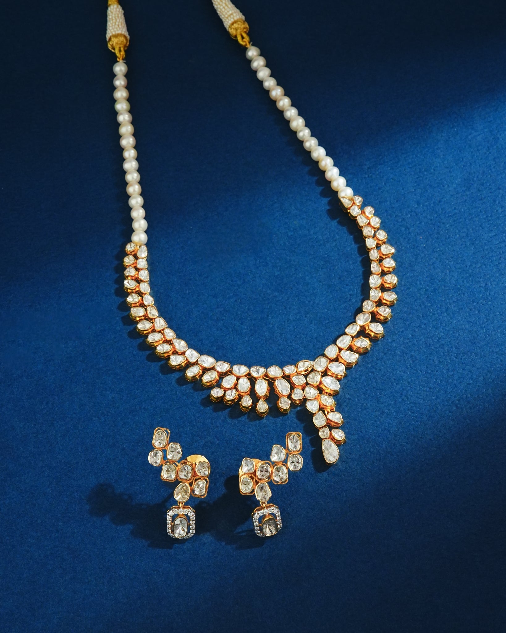Malti Polki And Diamond Long Earrings