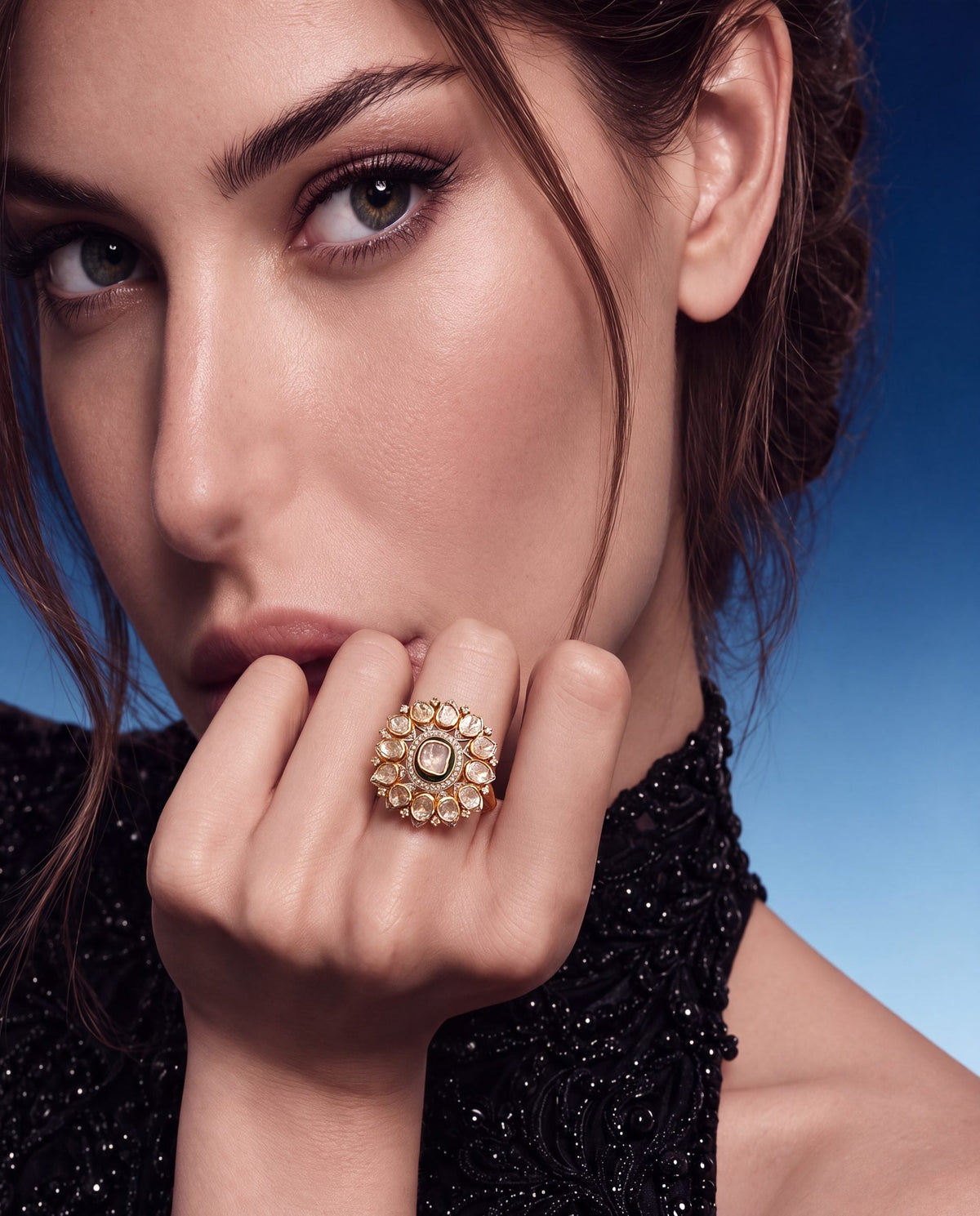Desiha Polki And Diamond Ring