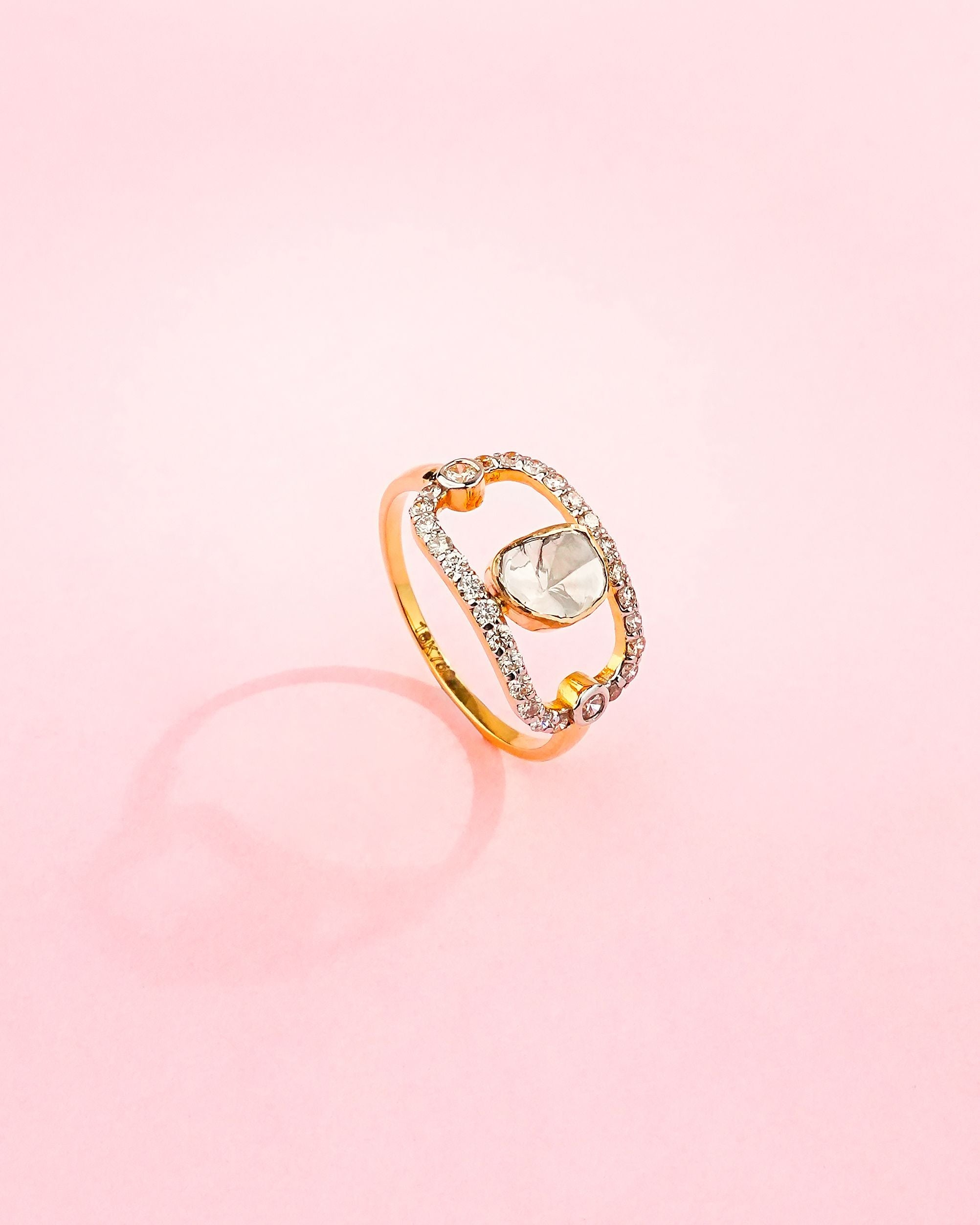 Kinjal Polki And Diamond Ring