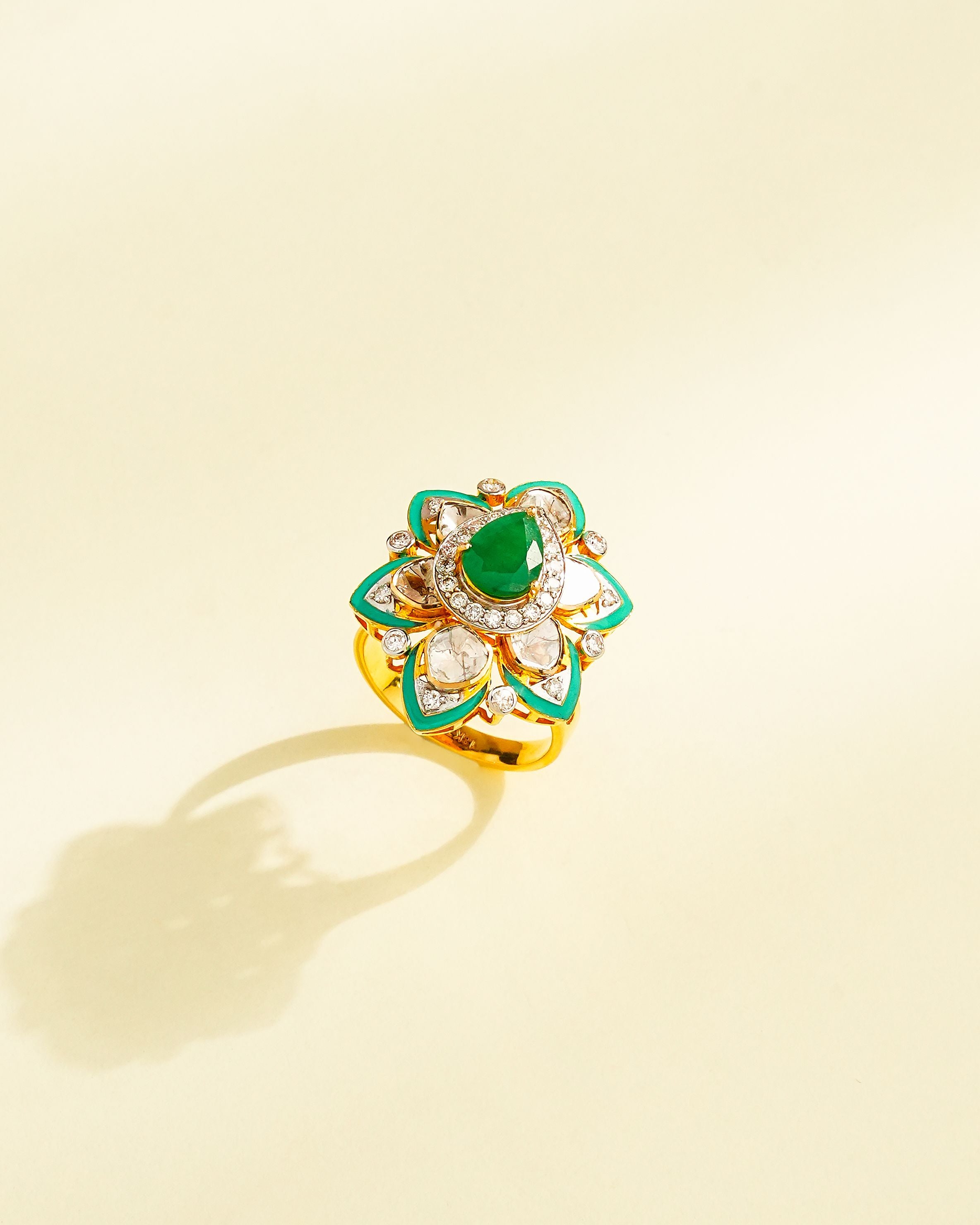 Karuna Polki And Diamond Ring