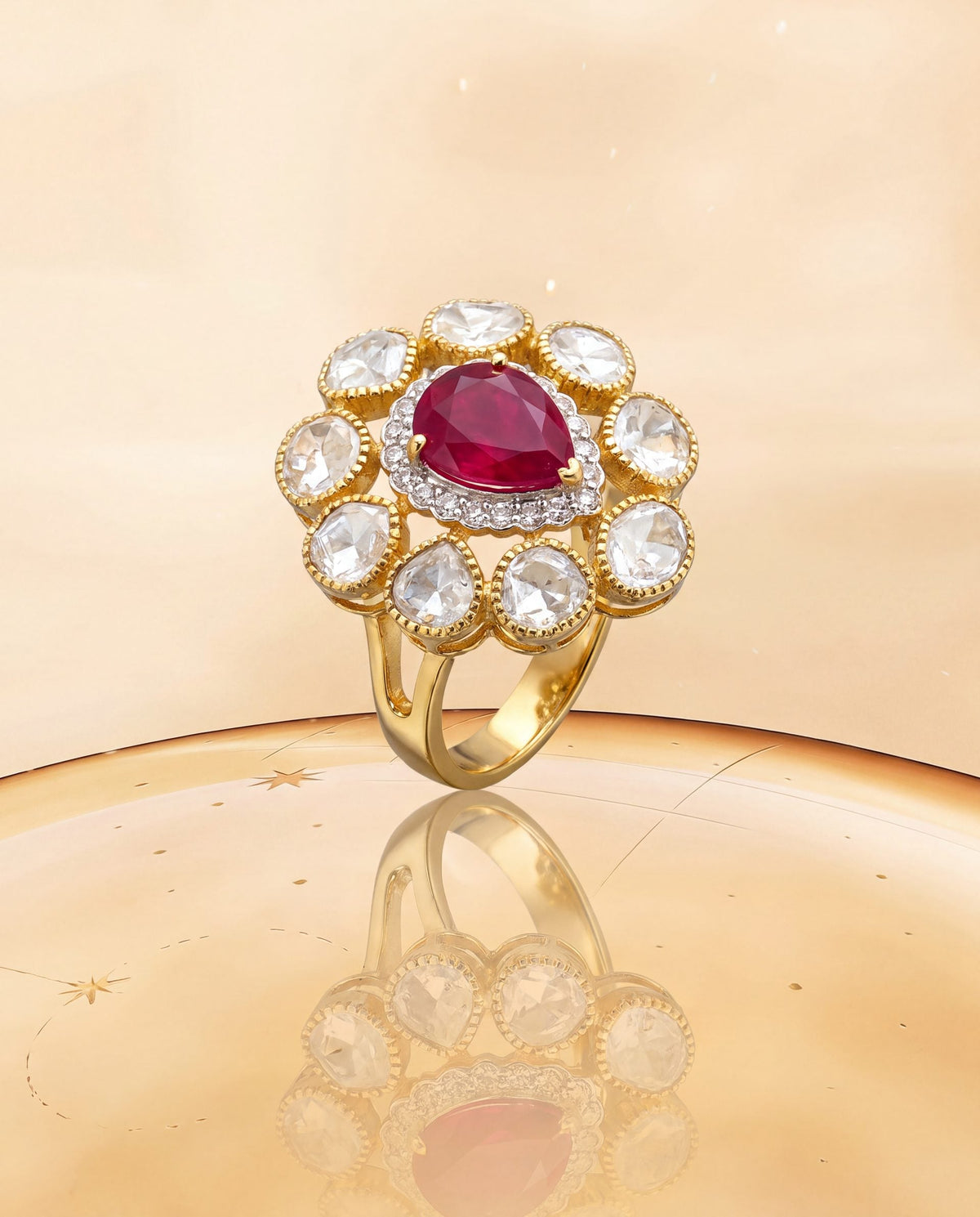 Lisha Polki And Diamond Ring