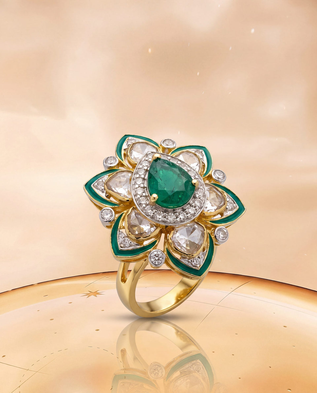 Karuna Polki And Diamond Ring
