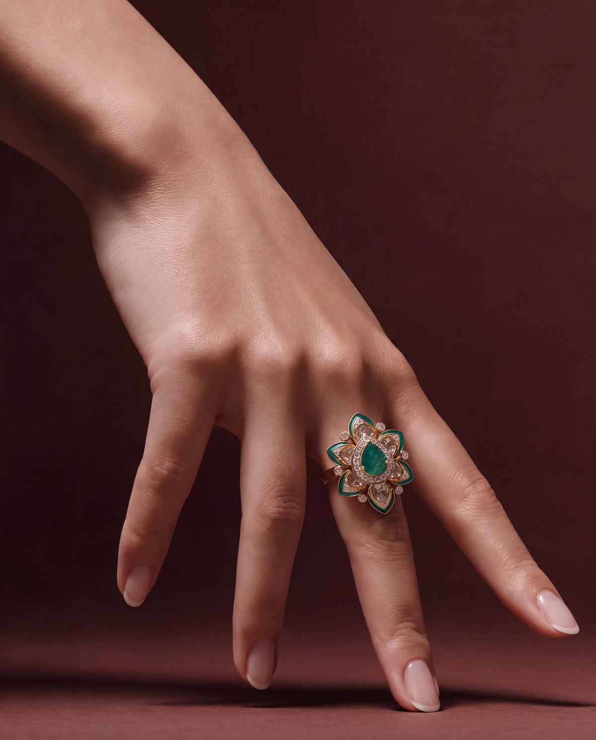 Karuna Polki And Diamond Ring