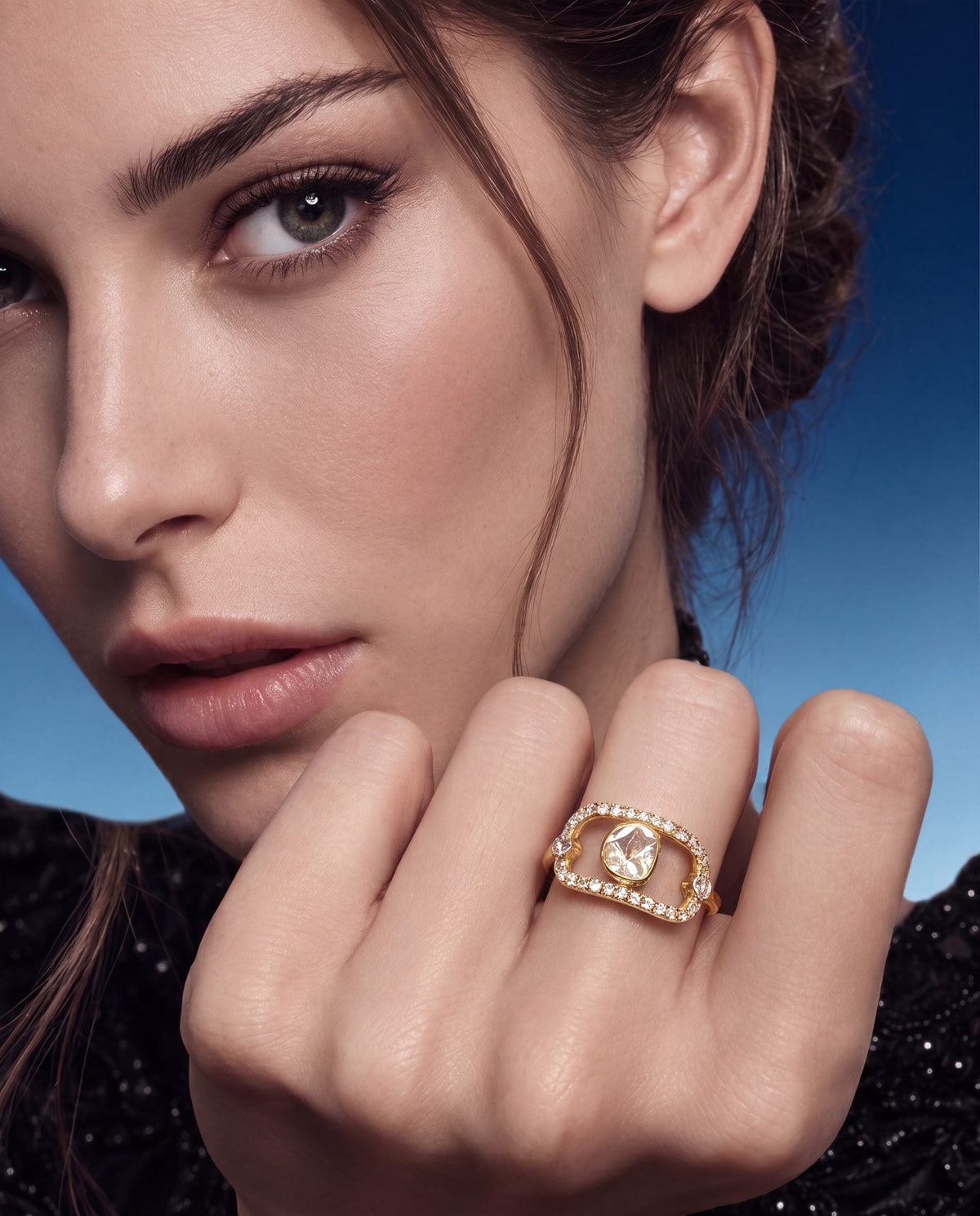 Adiya Polki And Diamond Ring