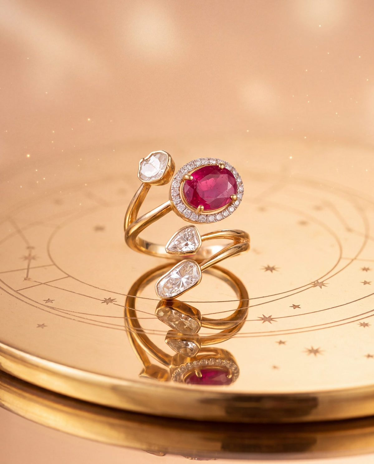 Avika Polki And Diamond Ring