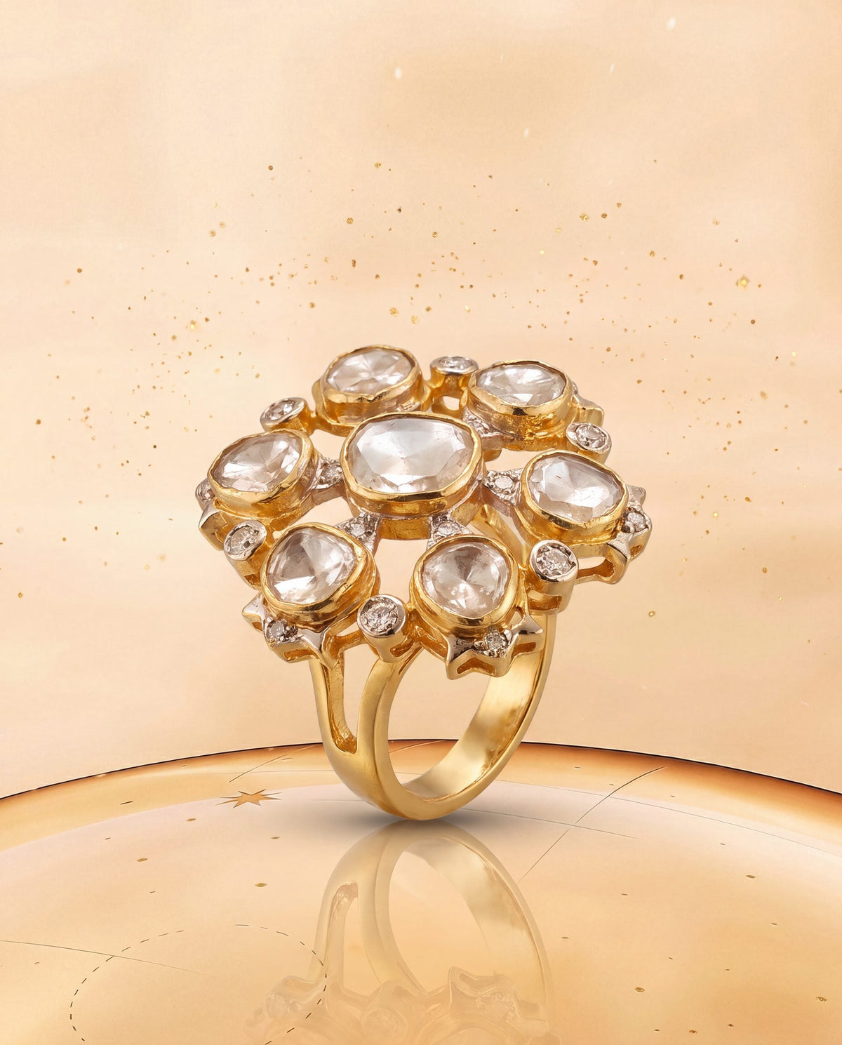Sarina Polki And Diamond Ring
