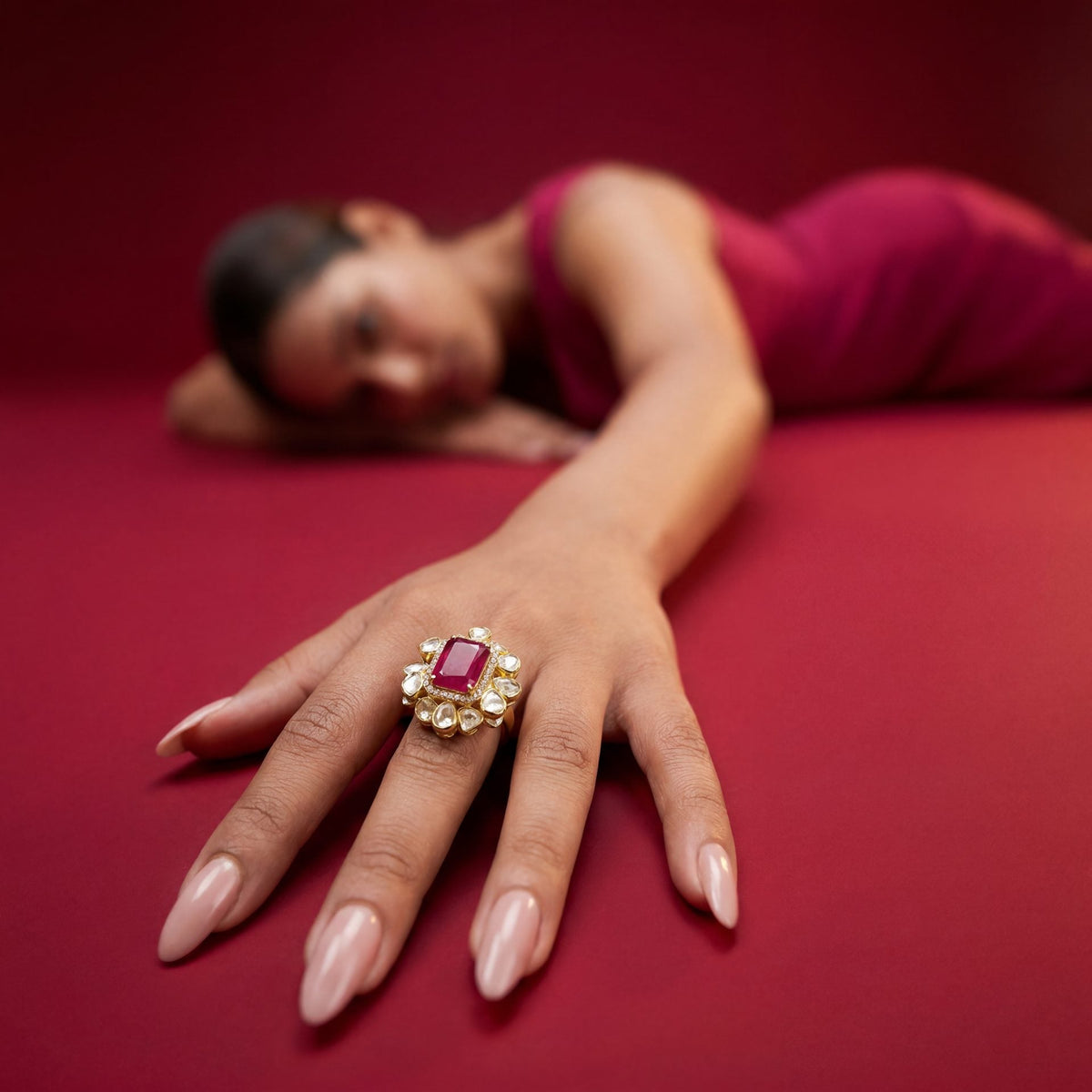 Rajvi Polki And Diamond Ring