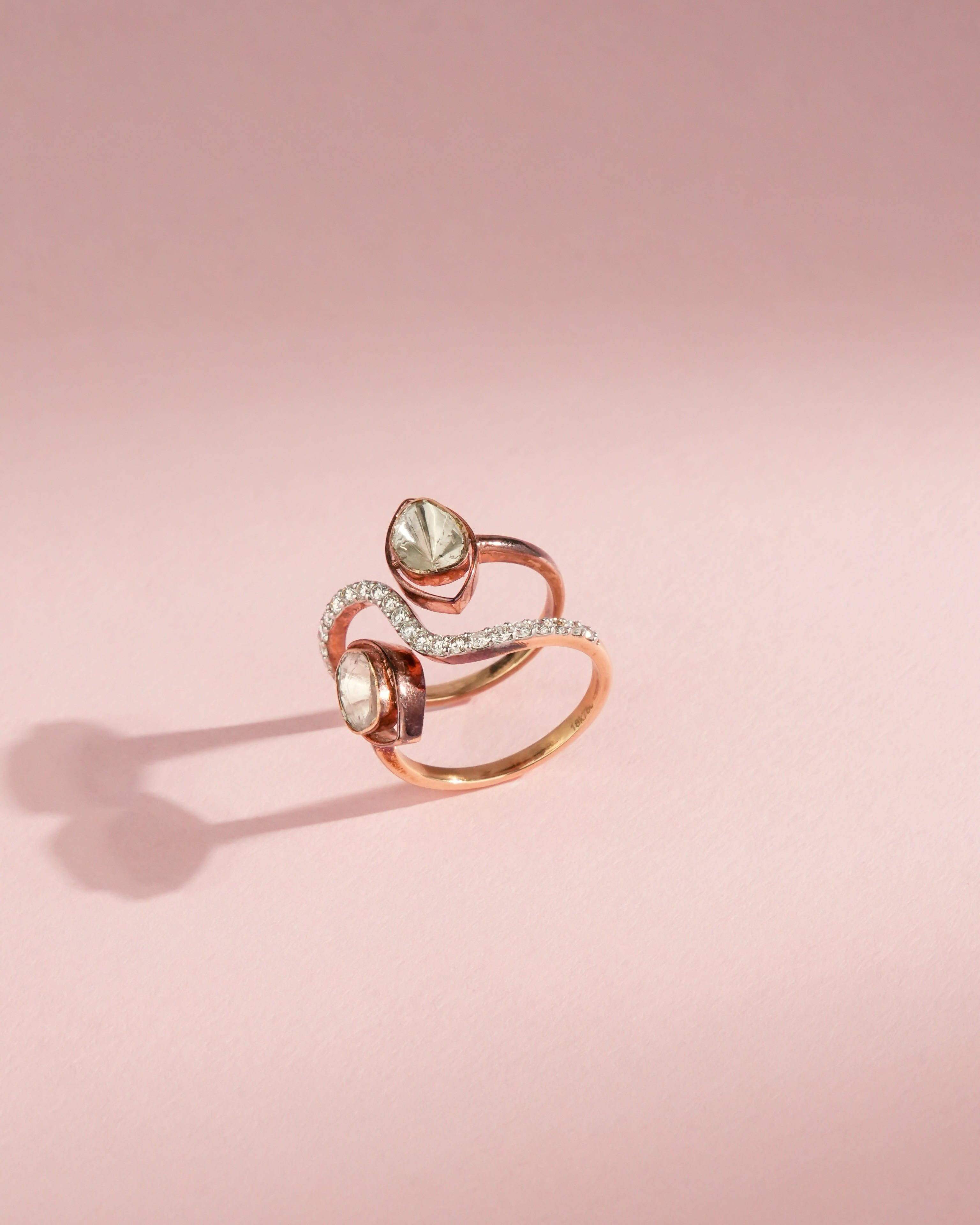 Makshi Polki And Diamond Ring