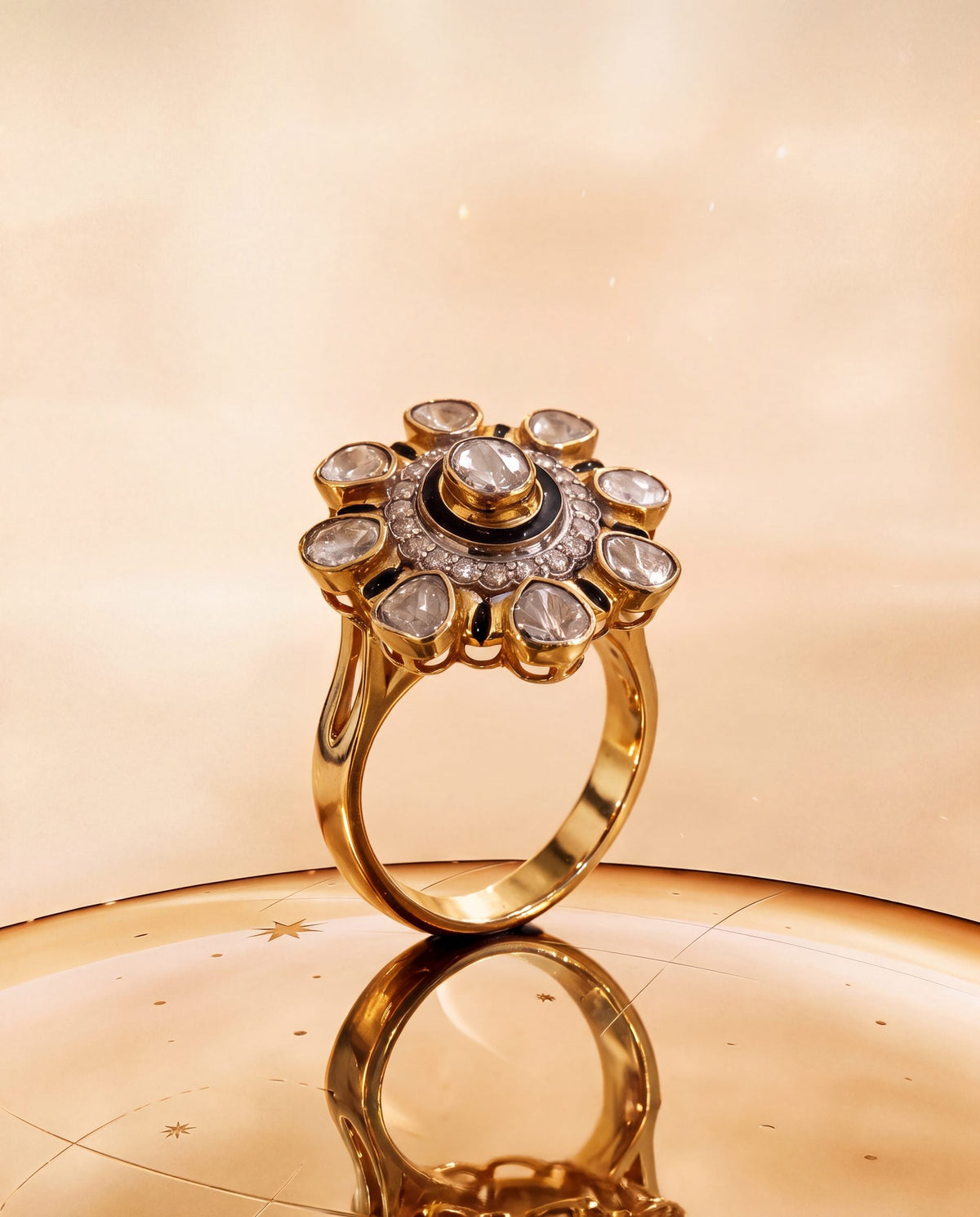 Deshna Polki And Diamond Ring
