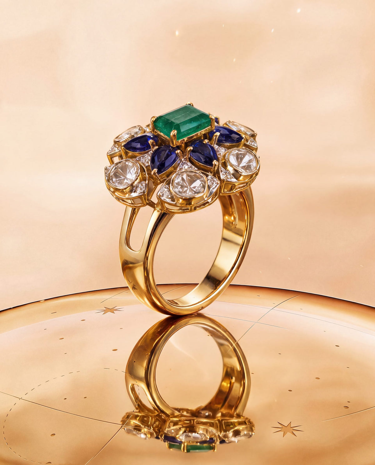 Mahika Polki And Diamond Ring