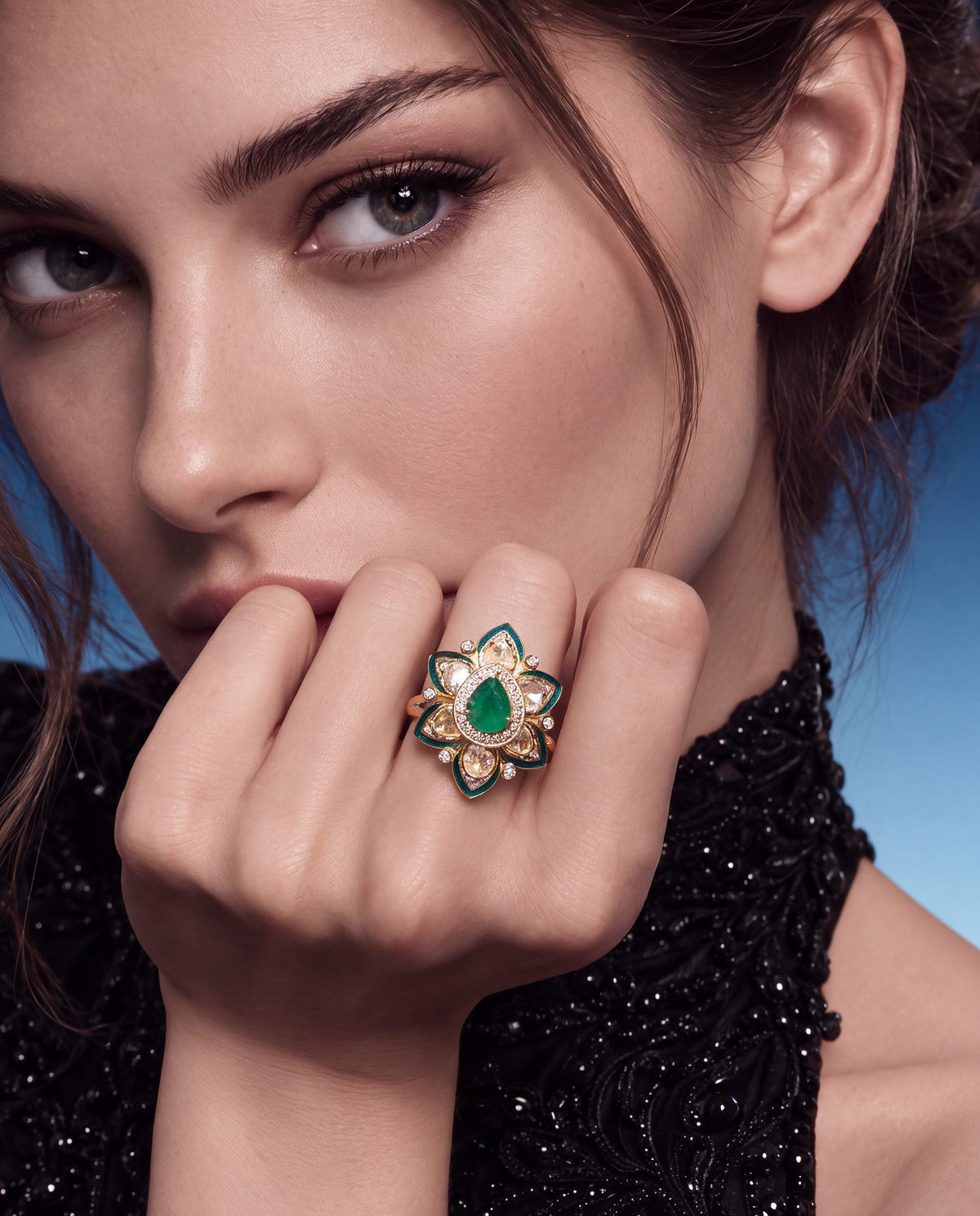 Riyana Polki And Diamond Ring