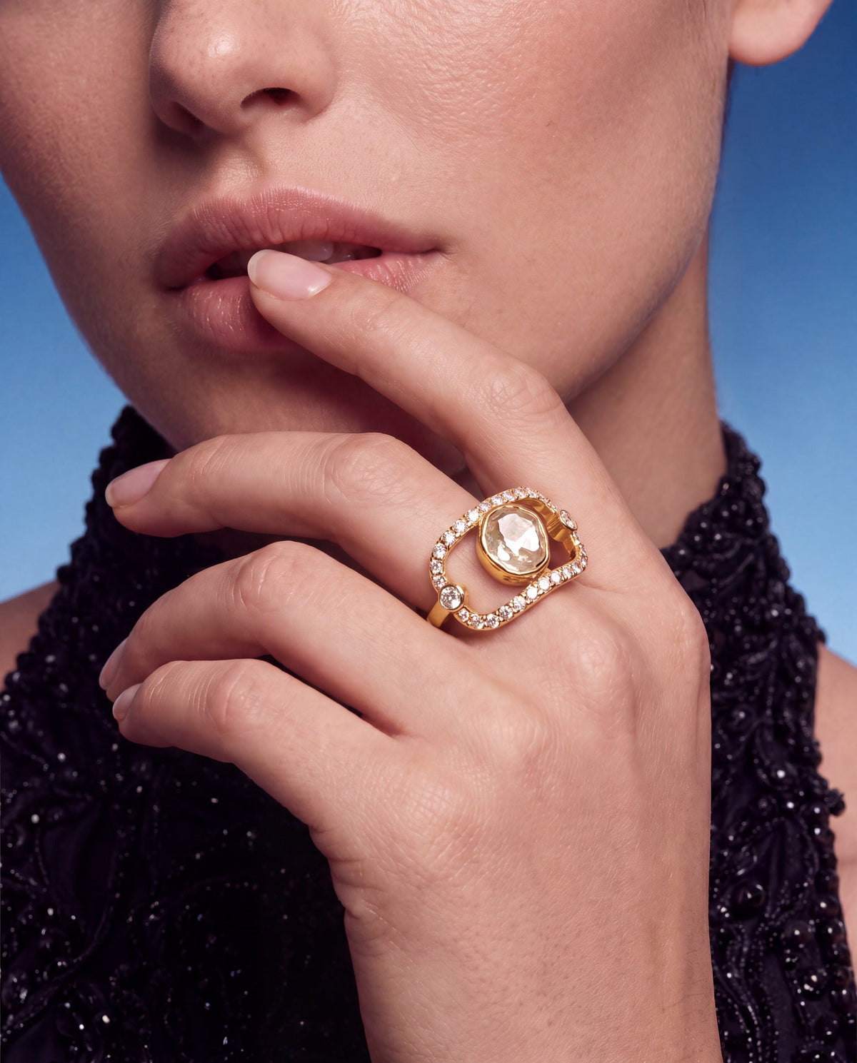 Kinjal Polki And Diamond Ring