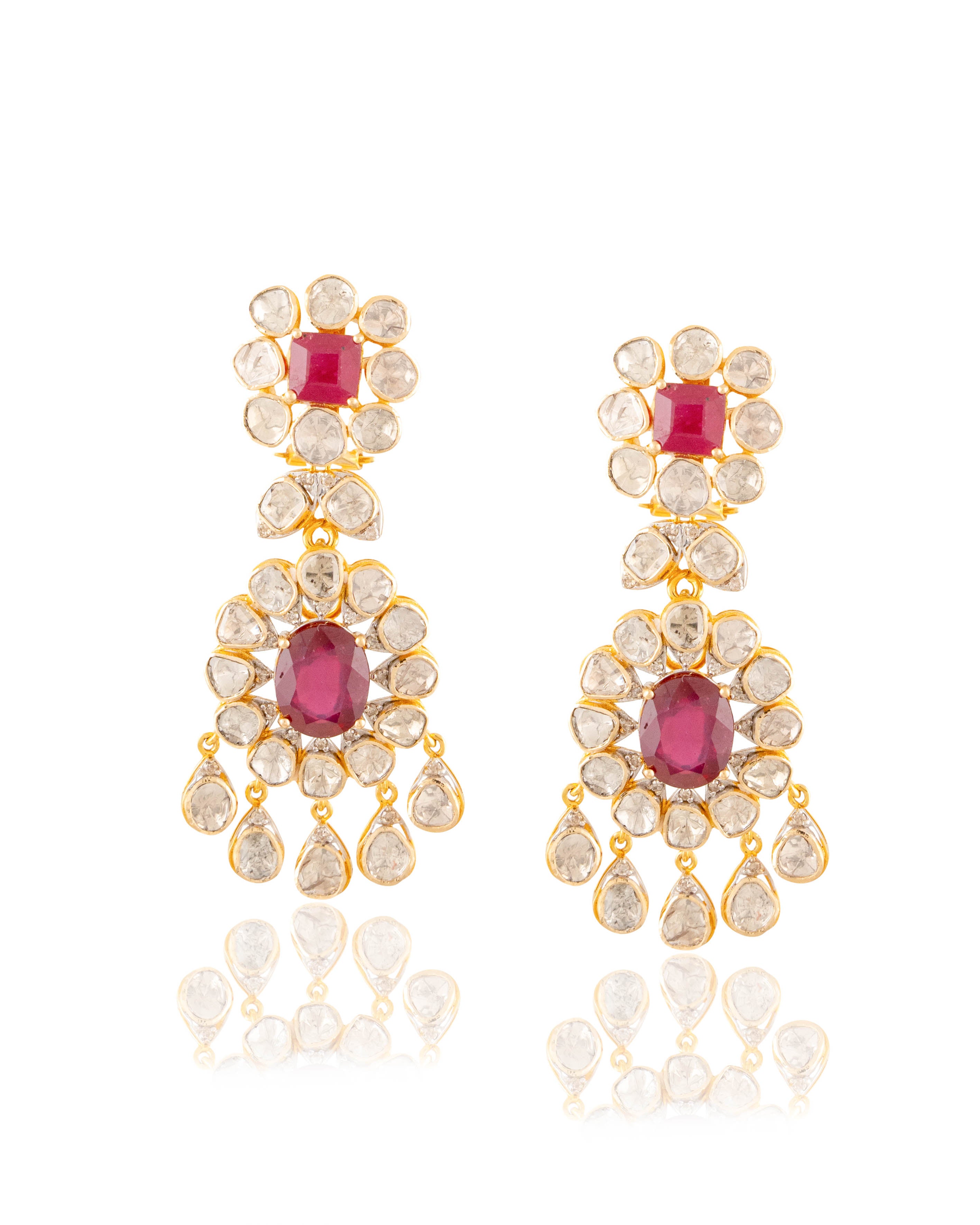 Aradhana Polki And Diamond Long Earrings