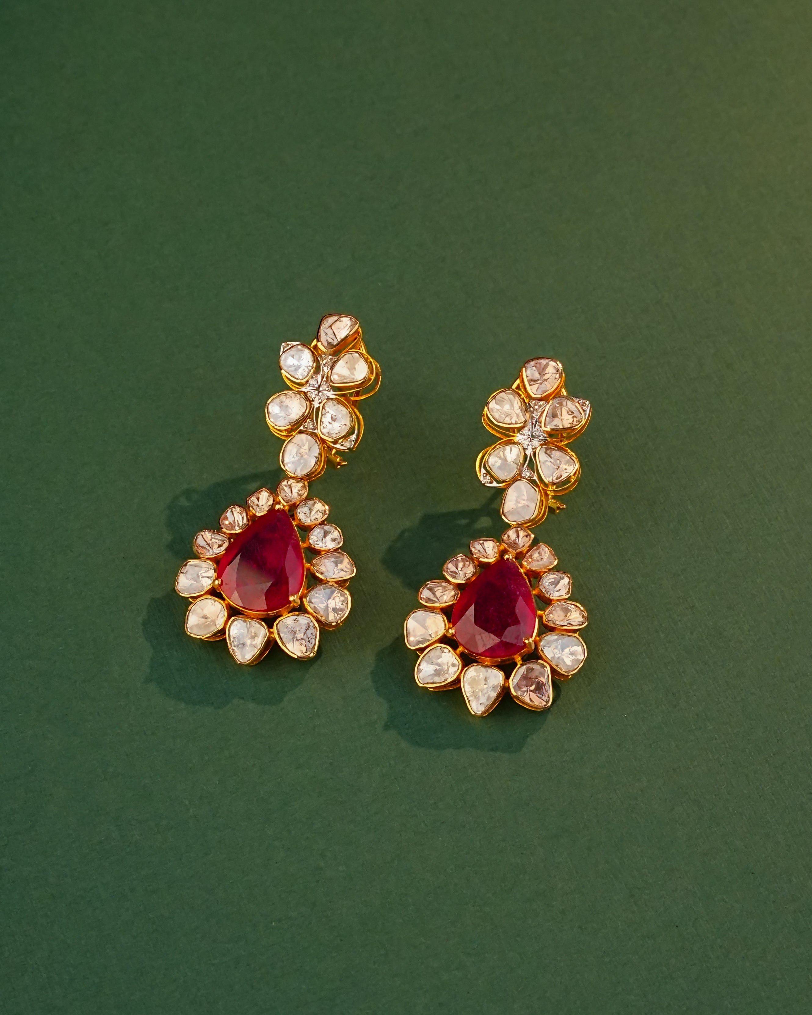 Vanshita Polki And Diamond Long Earrings