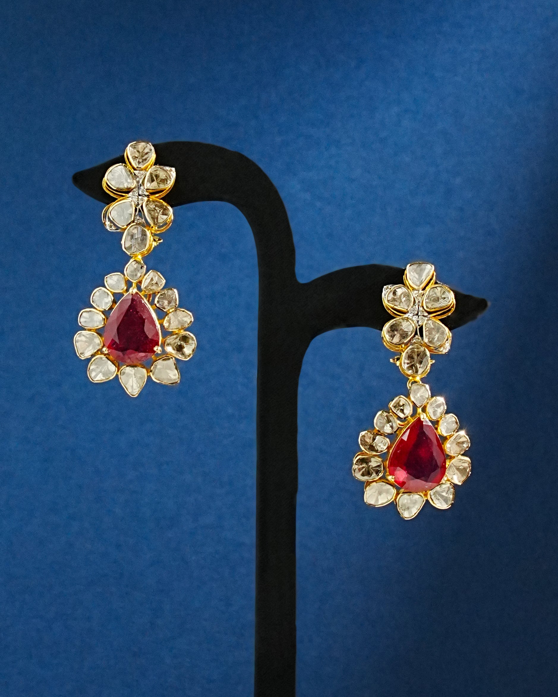 Elvina Polki And Diamond Long Earrings