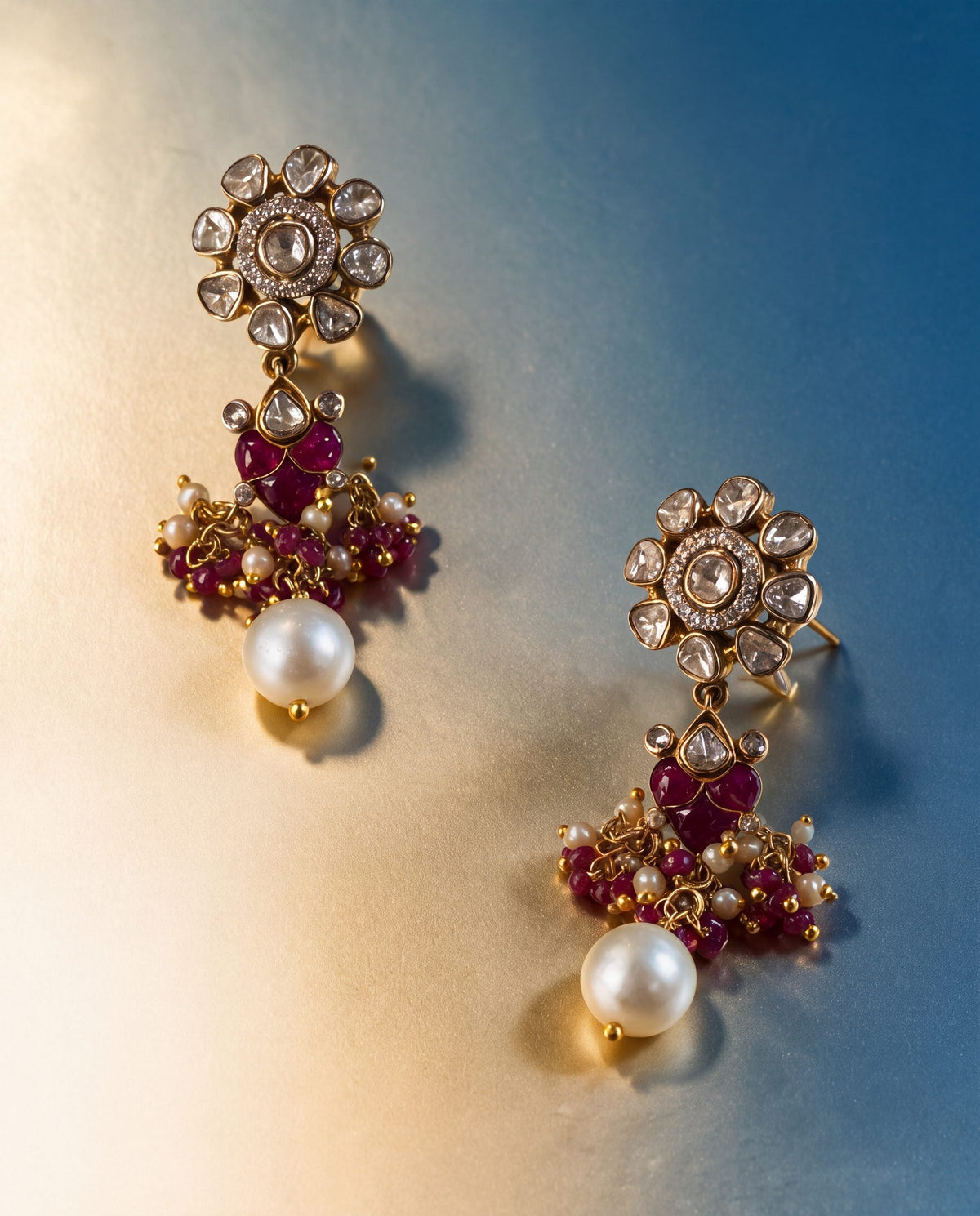 Cherika Polki And Diamond Long Earrings