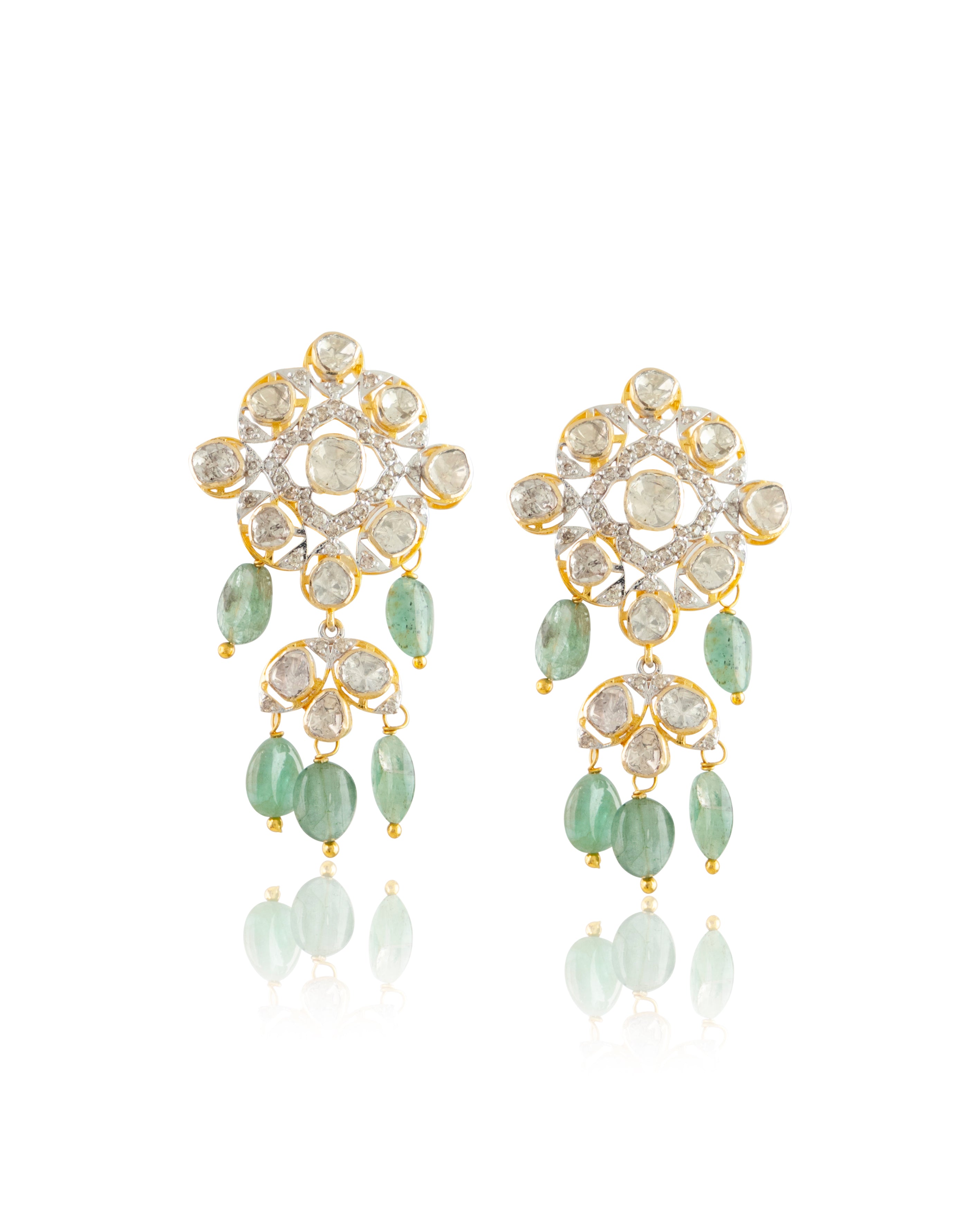 Tania Polki And Diamond Long Earrings
