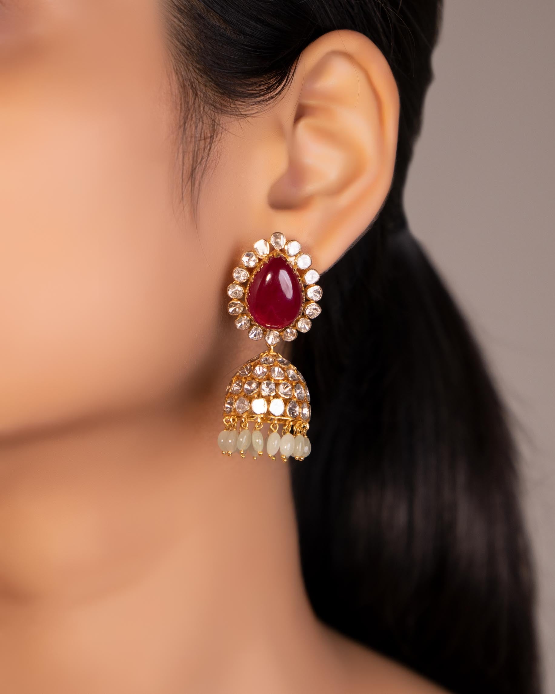 Ruksat Choker And Alia Jhumkas Polki Set