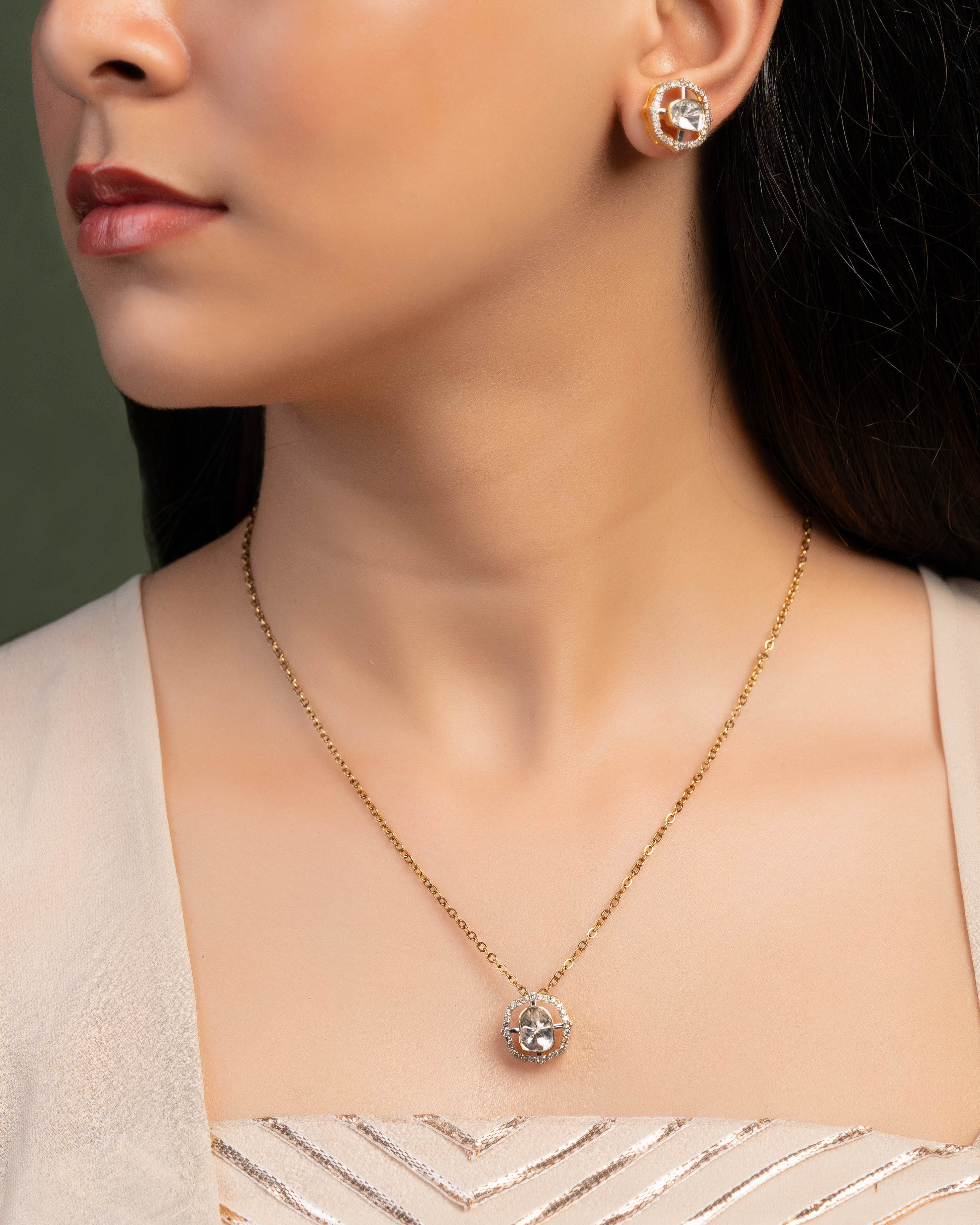 Fatima Polki And Diamond Pendant