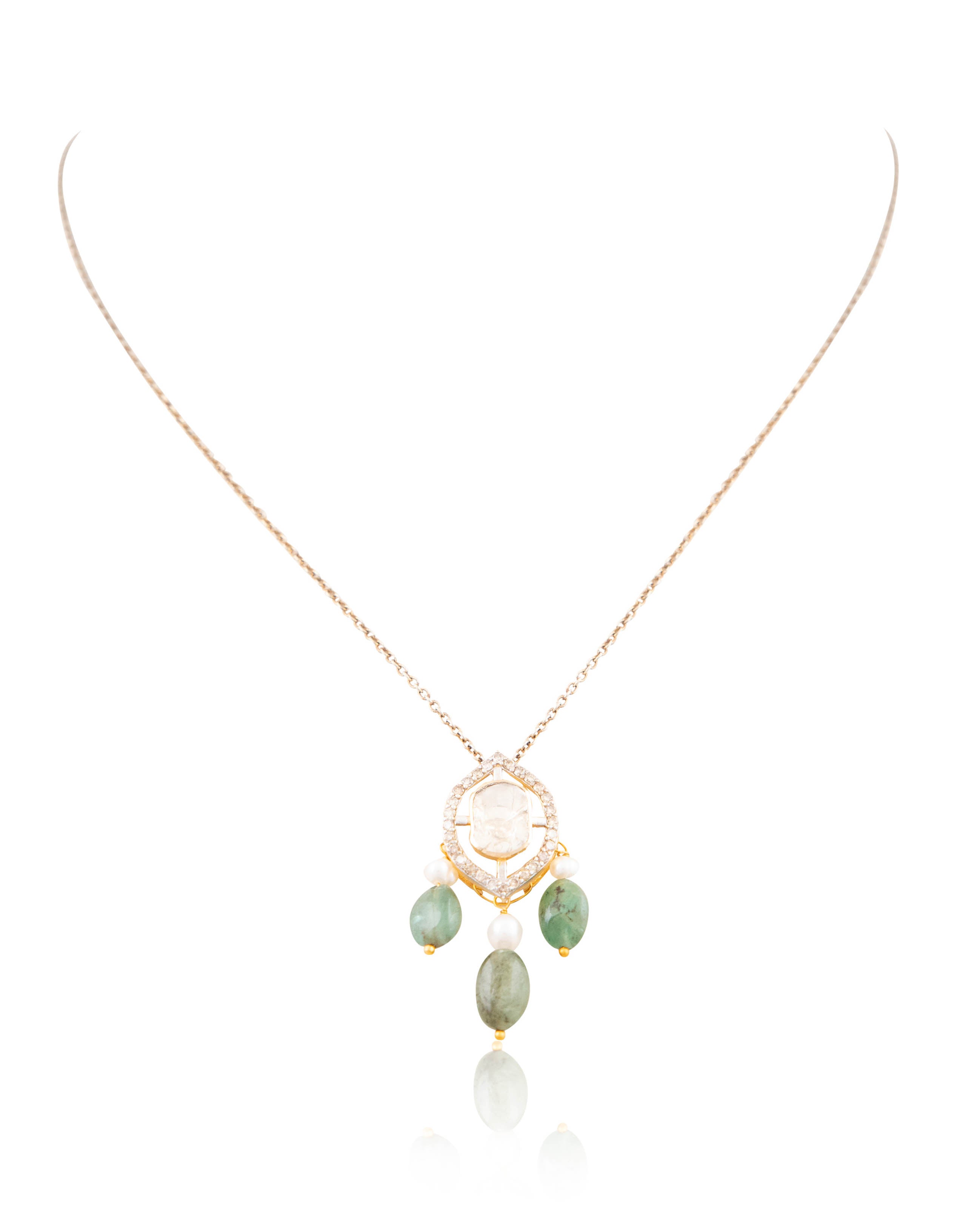 Octavia Pendant And Shiya Tops Polki And Diamond Set