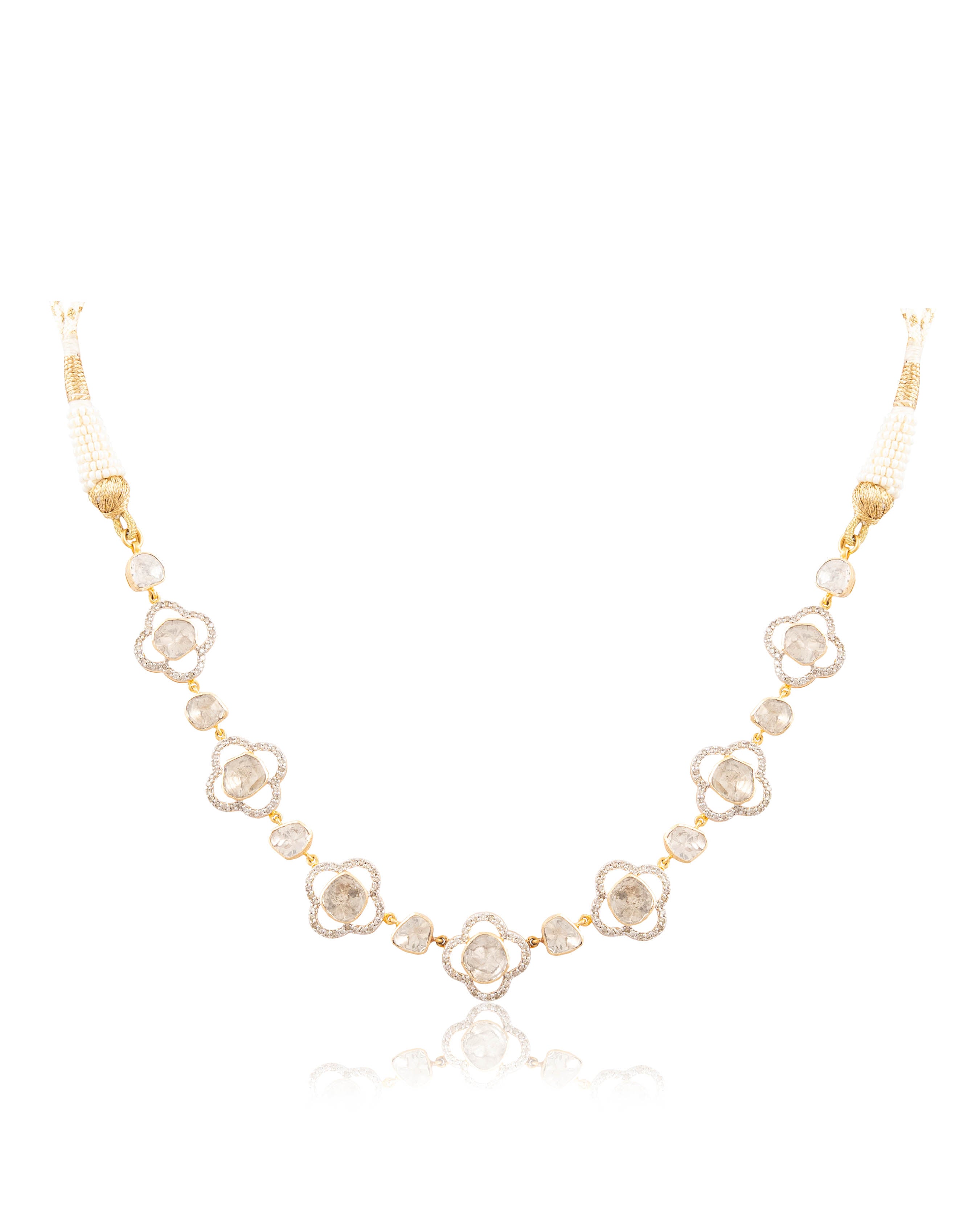 Ofeliya Choker And Maitreyi Long Earrings Polki And Diamond Set