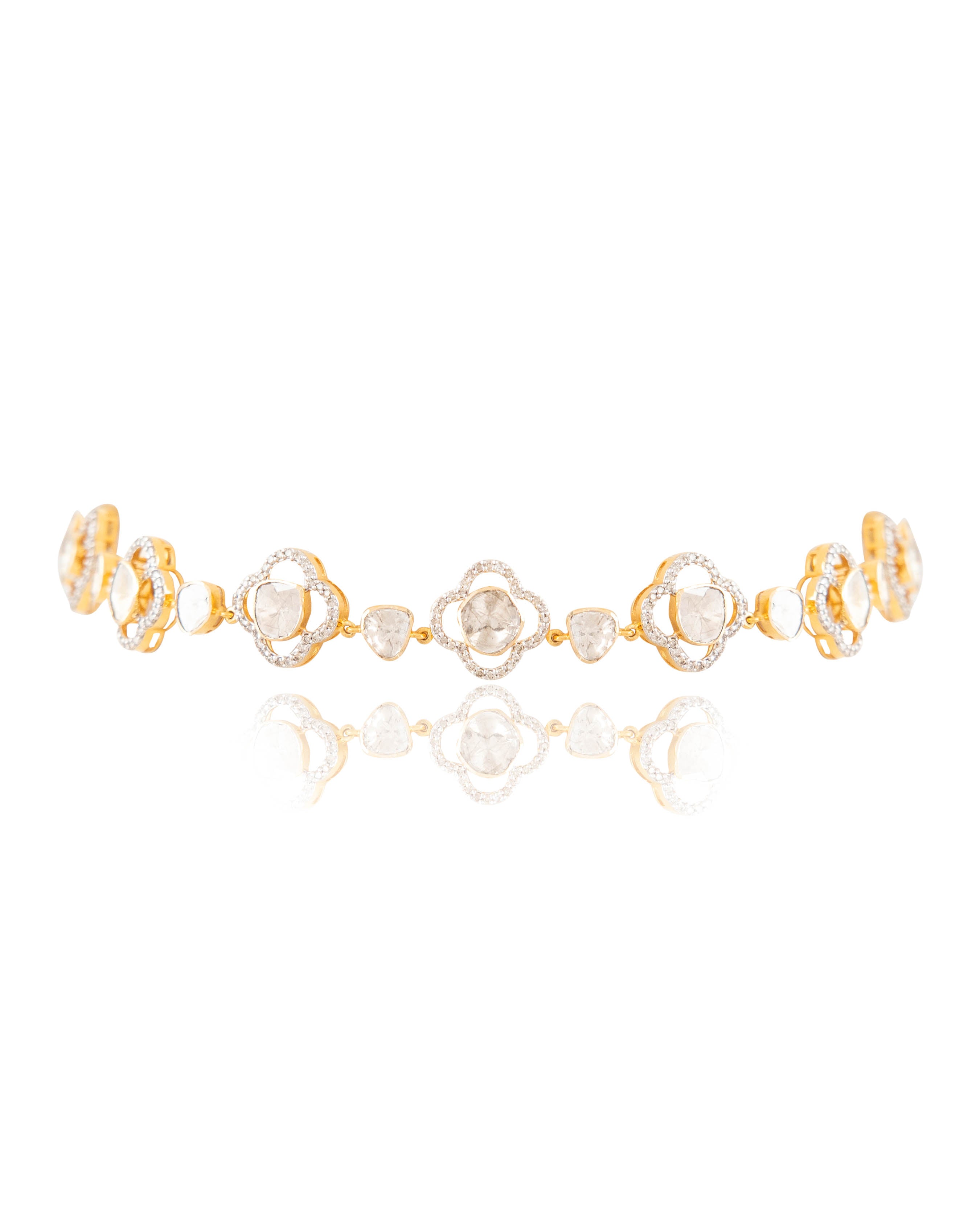 Ofeliya Choker And Maitreyi Long Earrings Polki And Diamond Set