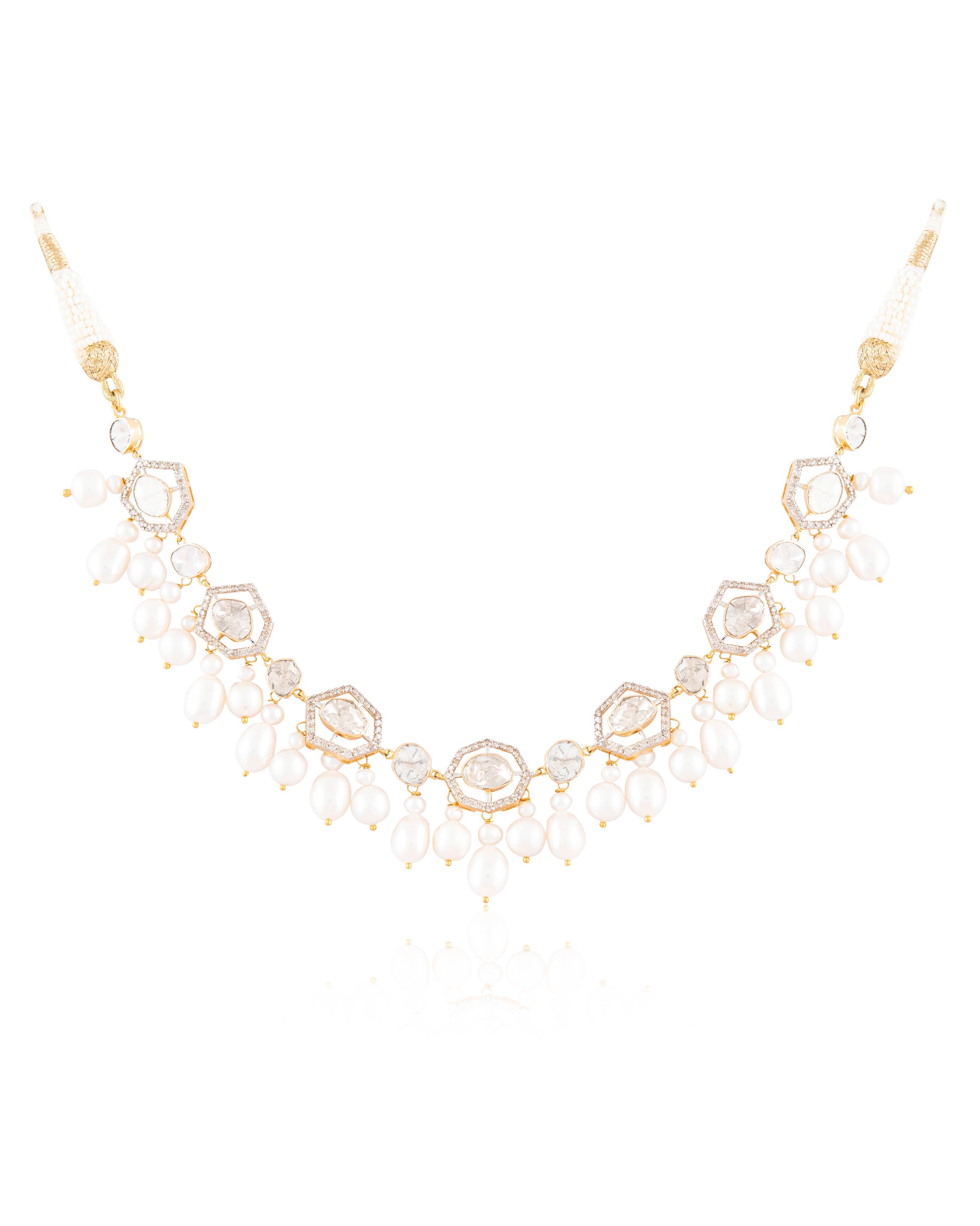 Diana Choker And Nelisha Long Earrings Polki And Diamond Set