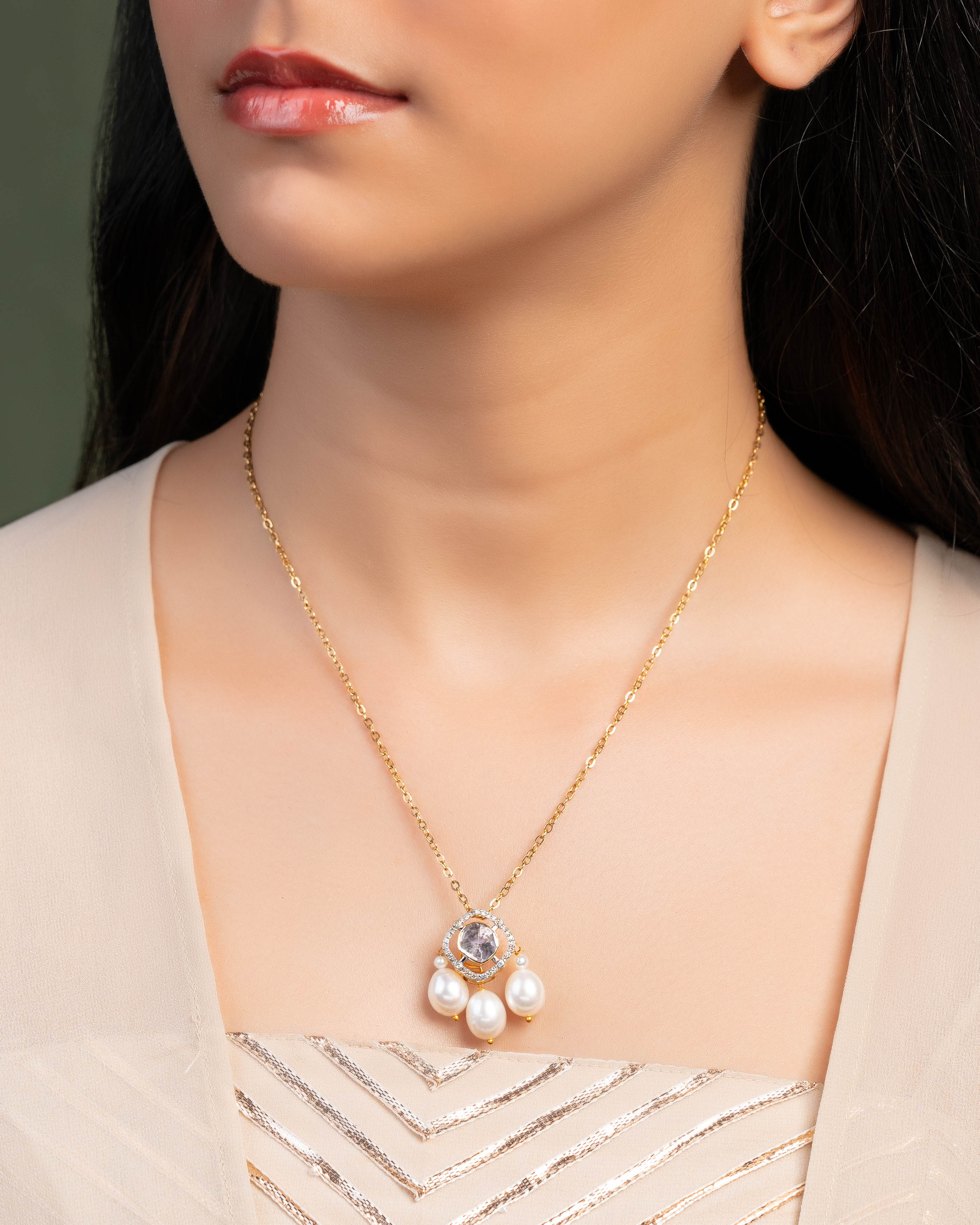 Nandini Polki And Diamond Pendant