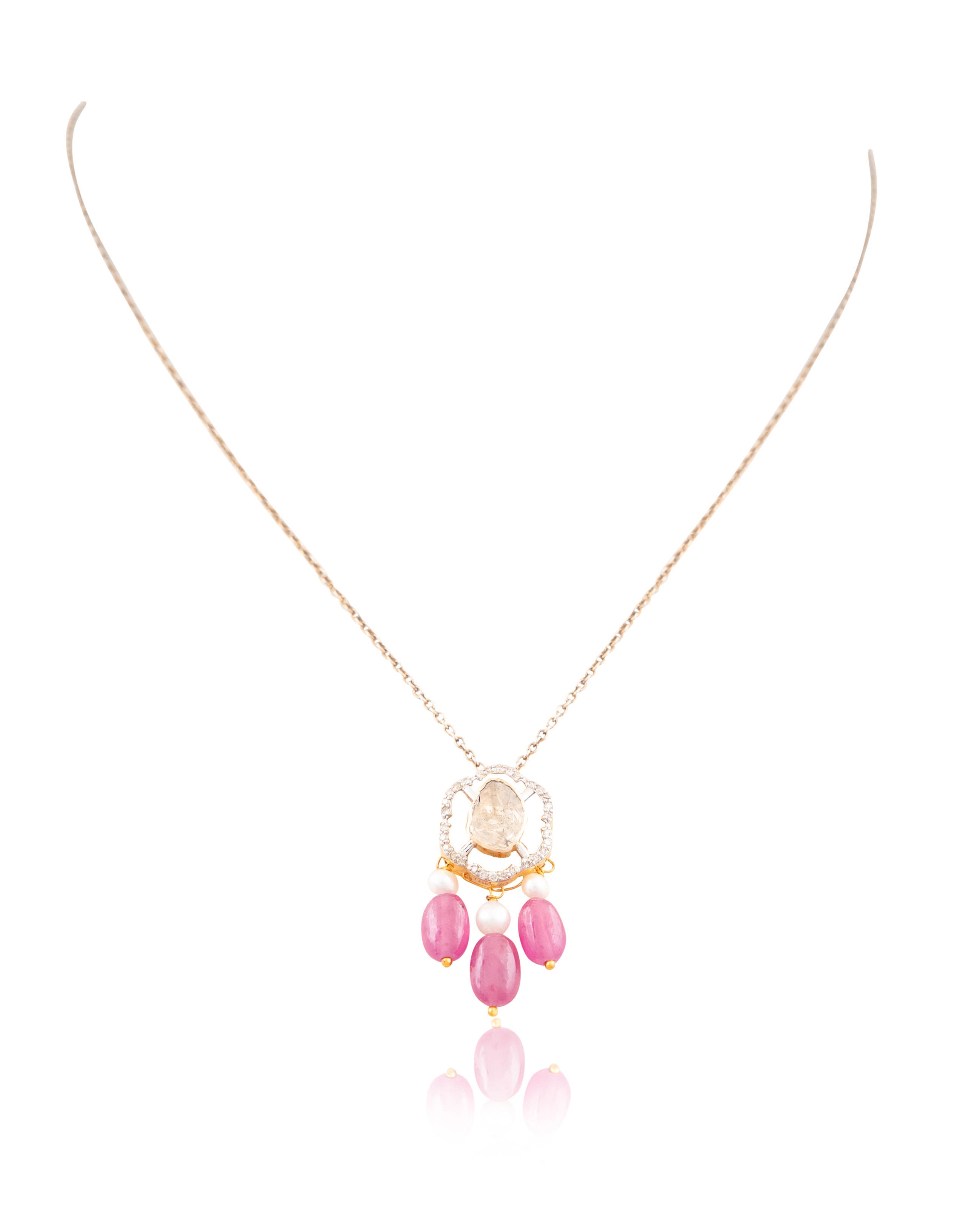 Priti Pendant And Nigar Tops Polki And Diamond Set