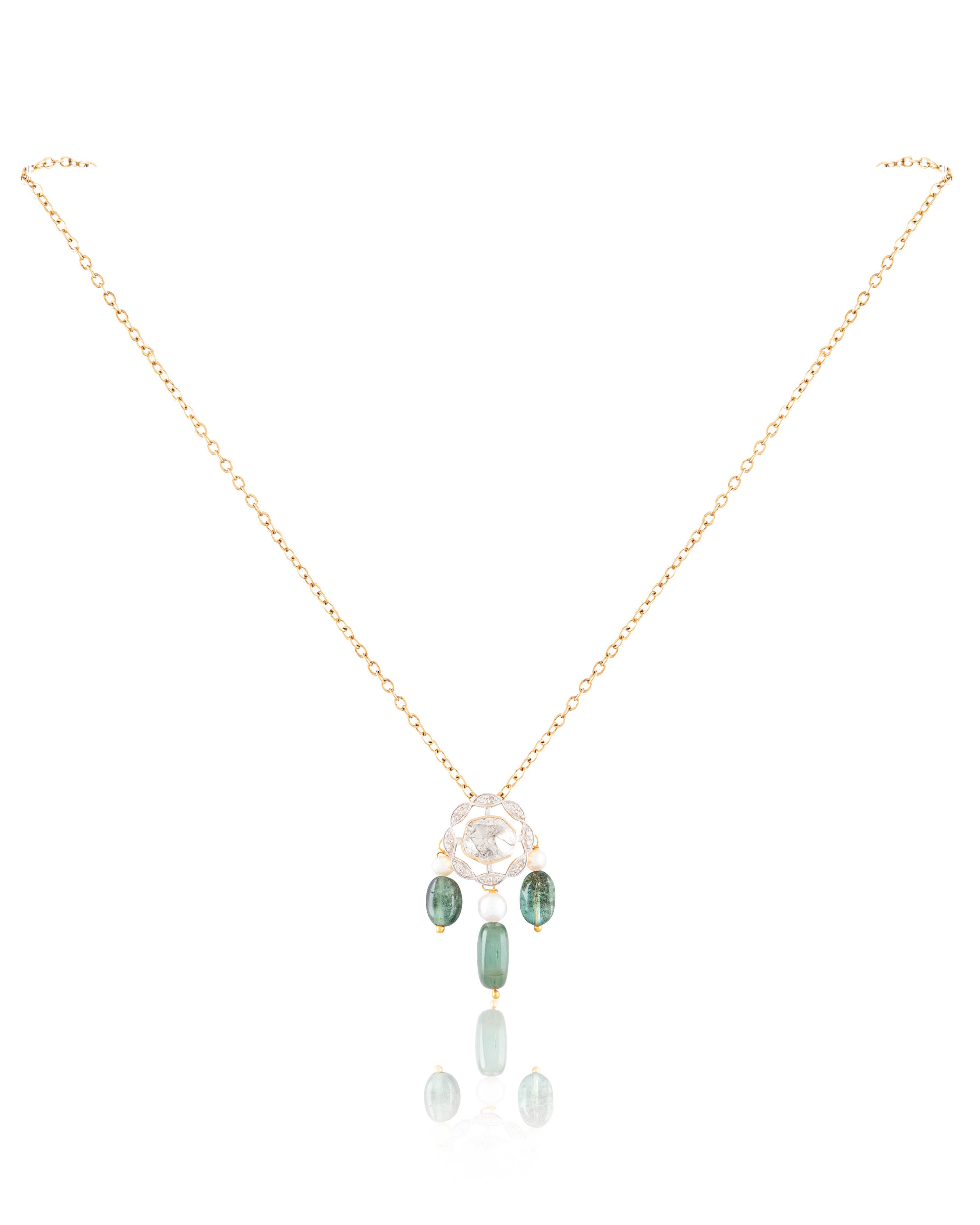 Sayani Pendant And Vamika Tops Polki And Diamond Set