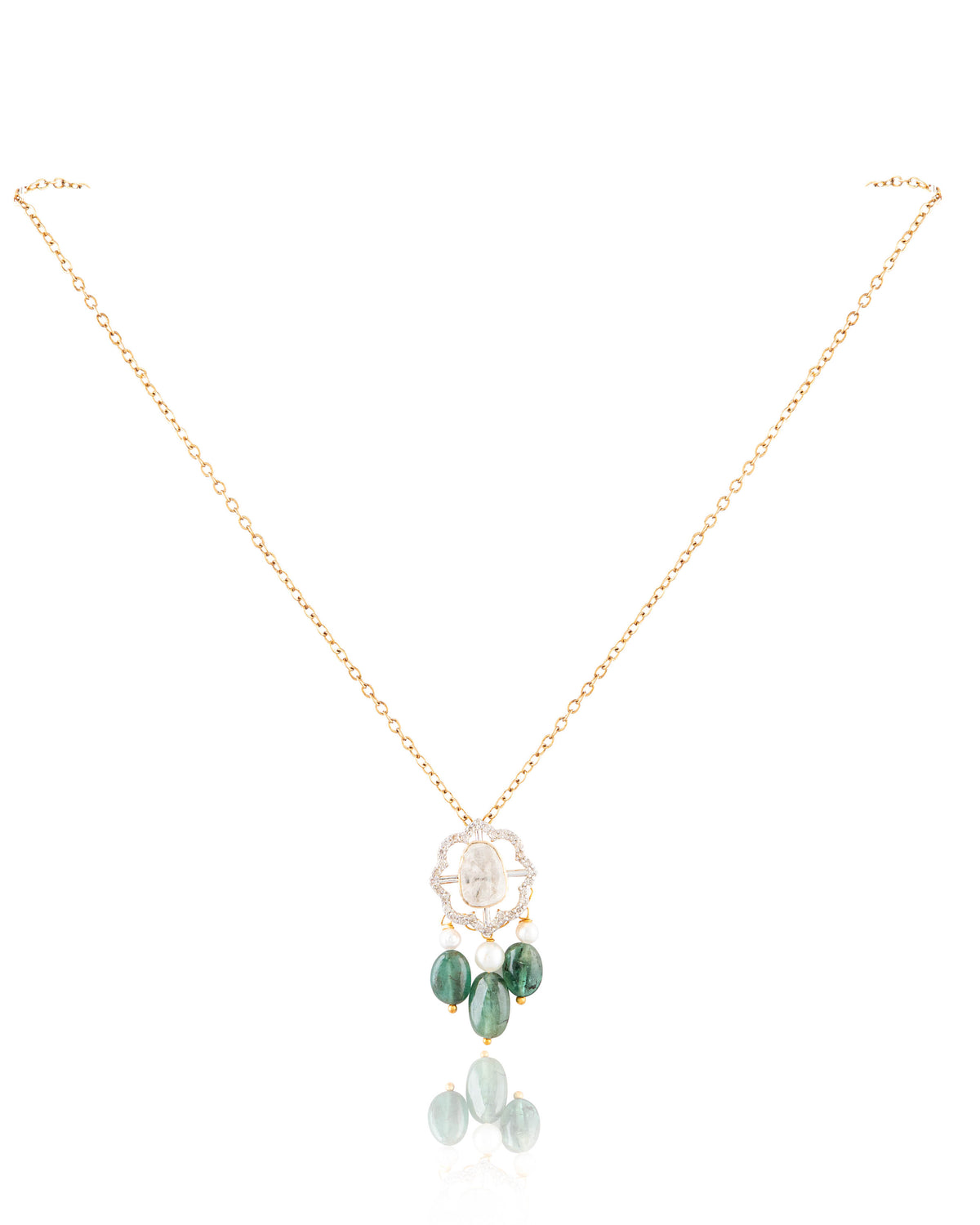 Sancheti Polki And Diamond Pendant