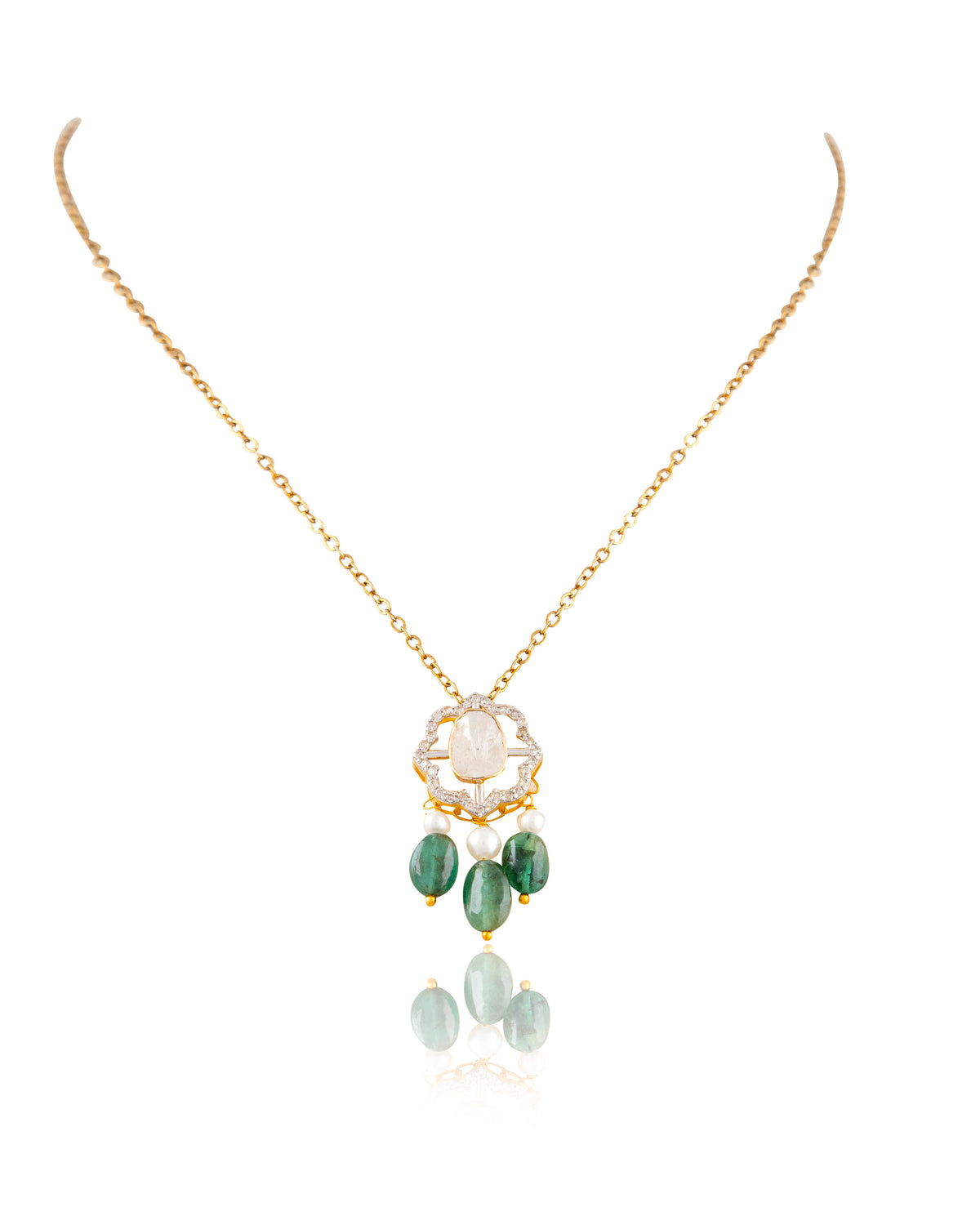 Sancheti Polki And Diamond Pendant