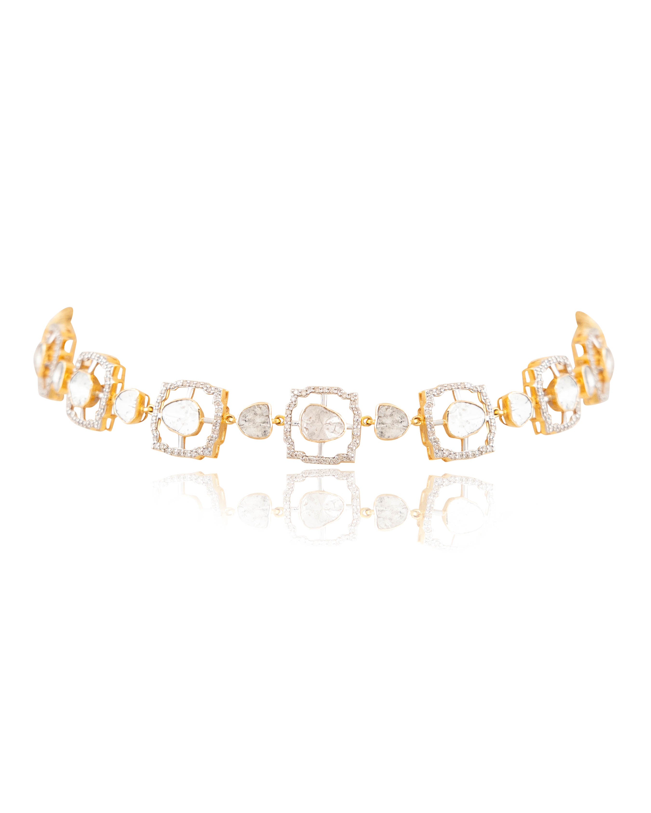 Ariya Choker And Hardika Long Earrings Polki And Diamond Set